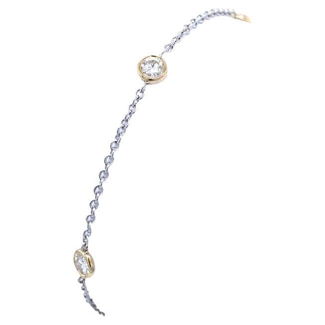 5-Stone Natural Diamond Bracelet 0.60ct in 18ct Yellow & White Gold For Sale
