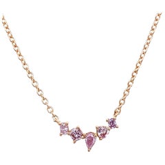 5-Stone Natural Pink Intense Diamond Necklace in 18ct Rose Gold