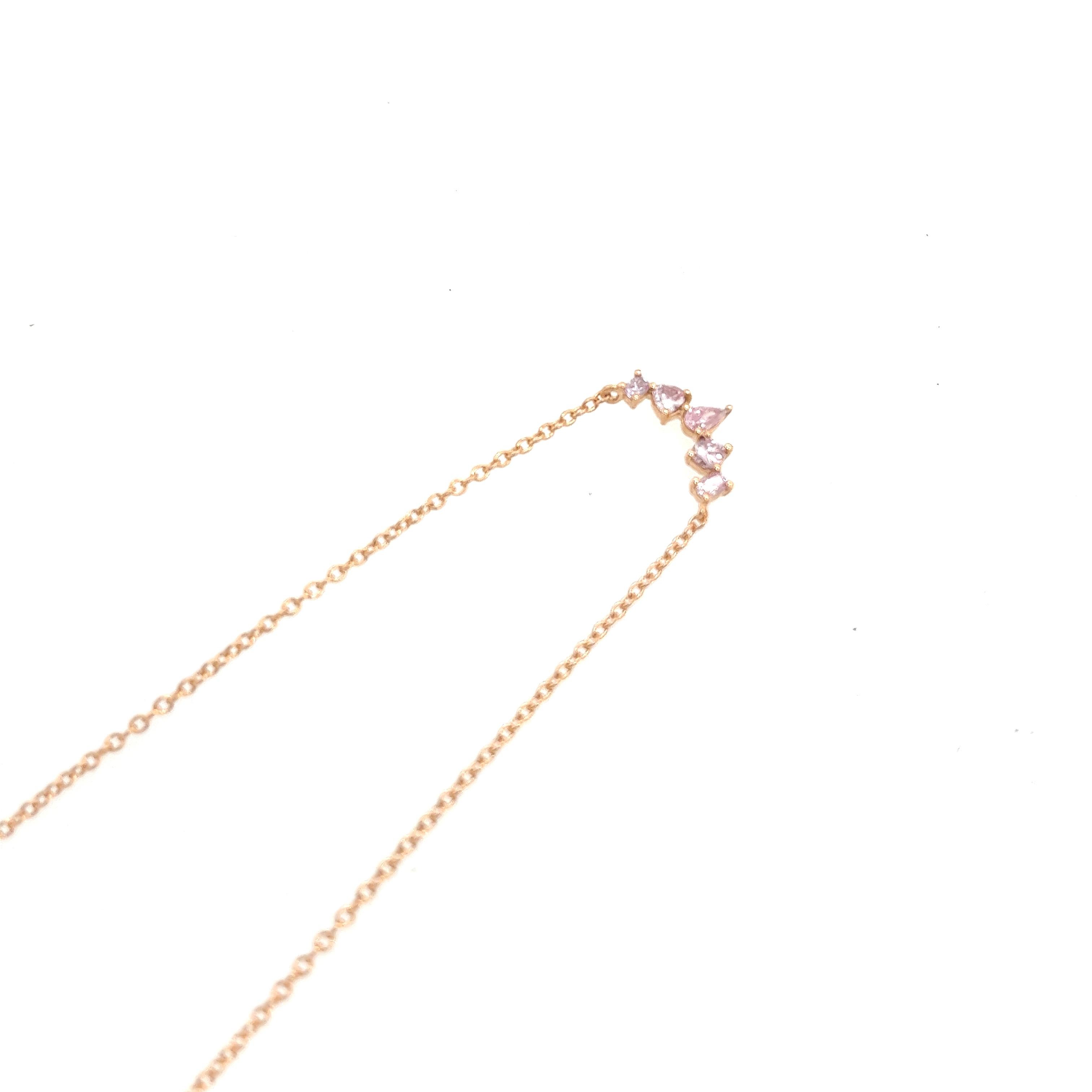Women's 5-Stone Natural Pink Intense Diamond Necklace in 18ct Yellow Gold For Sale