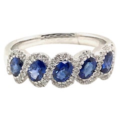 5-Stone Natural Sapphire and Diamond Ring
