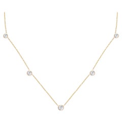 5 Stone Old European Cut Diamonds-By-The-Yard Necklace