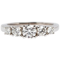 5-Stone Partway White Diamond Wedding Band