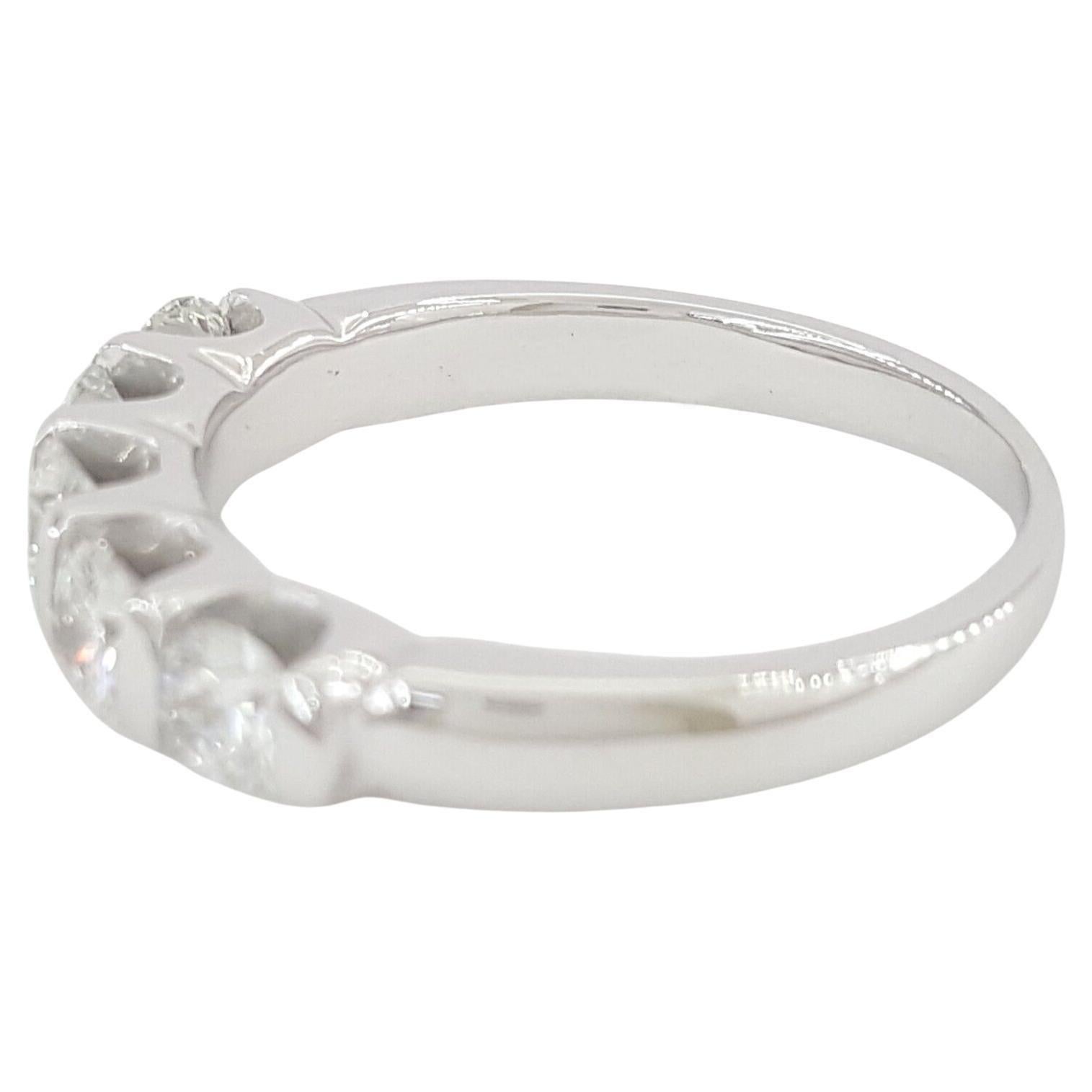 Round Cut 5 Stone Round Brilliant Cut Diamond Wedding Band Ring For Sale