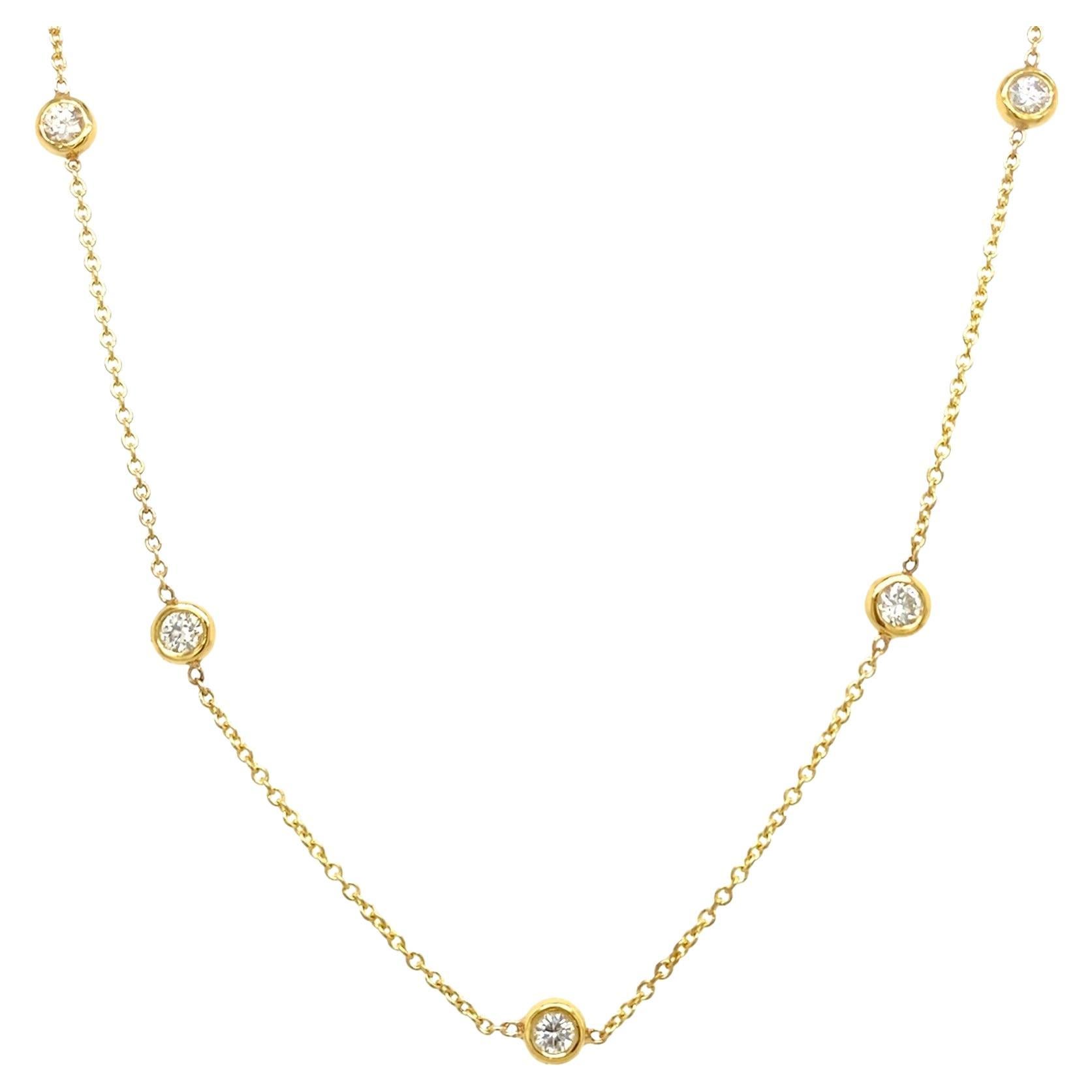 Collier rubover à 5 pierres serti de diamants G/H SI de 0,50 carat en or jaune 14 carats