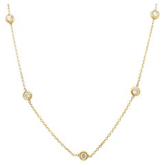 5-Stone Rubover Necklace Set with 0.50ct G/H SI Diamonds in 14ct Yellow Gold