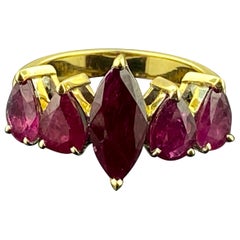 5-Stone Ruby Ring in 18 Karat Yellow Gold