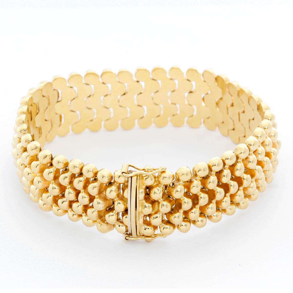 5 Strands Gold Bead Bracelet In Excellent Condition For Sale In Dallas, TX