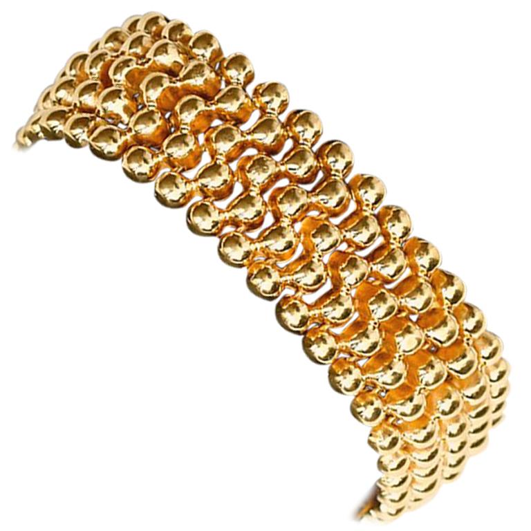 5strängiges Goldperlenarmband im Angebot