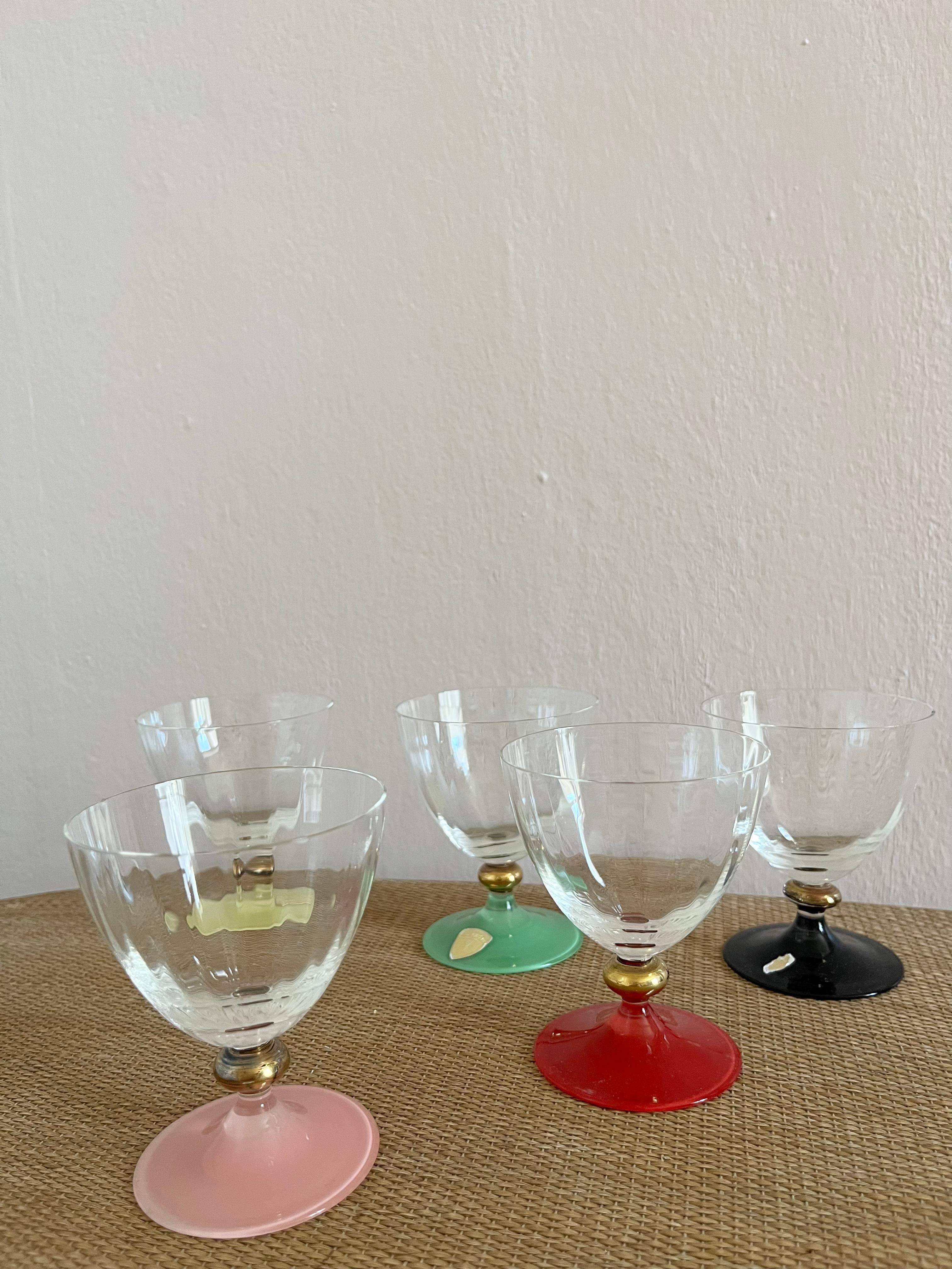 Glass 5 Swedish midcentury crystal drinking glasses For Sale