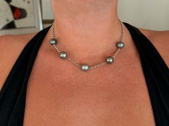 5 Tahitian Pearl By the Yard Necklace 14K White Gold