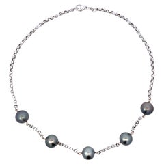 5 Tahitian Pearl By the Yard Necklace 14K White Gold