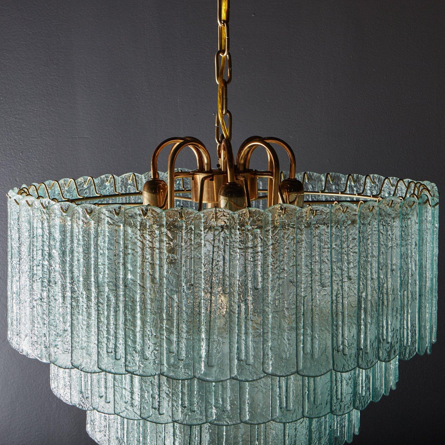 5-Tier Frosted Murano Glass Chandelier, Italy 20th Century 2