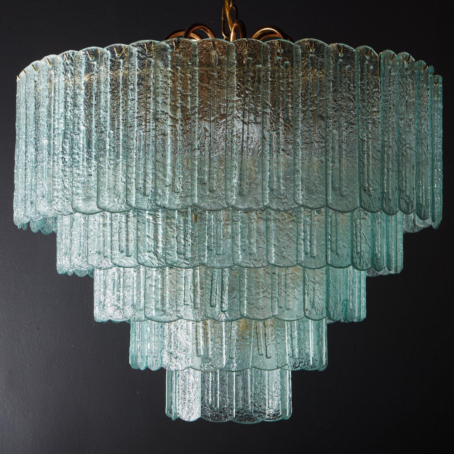 5-Tier Frosted Murano Glass Chandelier, Italy 20th Century 3