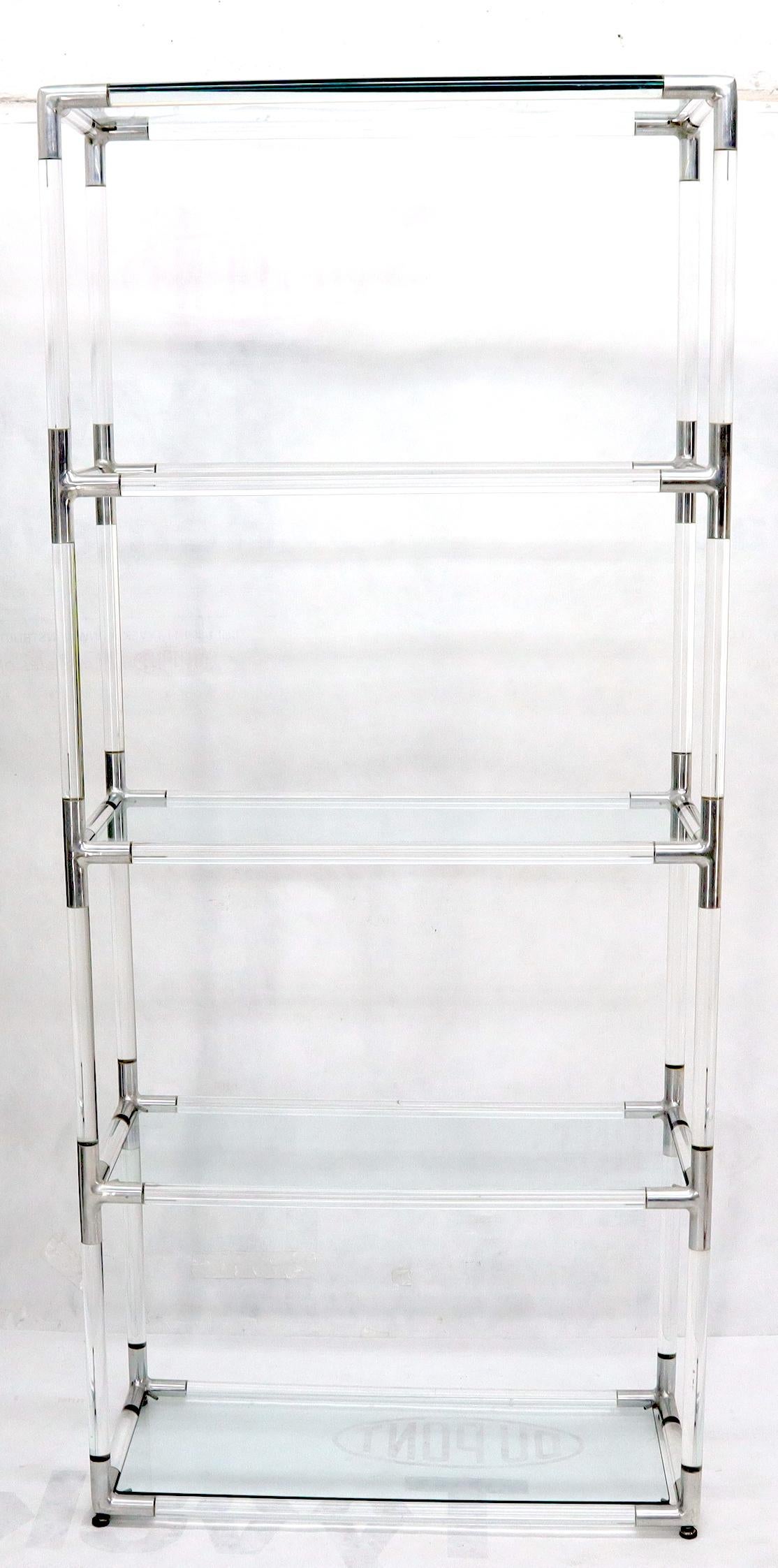 5-Tier Lucite and Glass Mid-Century Modern Étagère Shelf Wall Unit For Sale 3