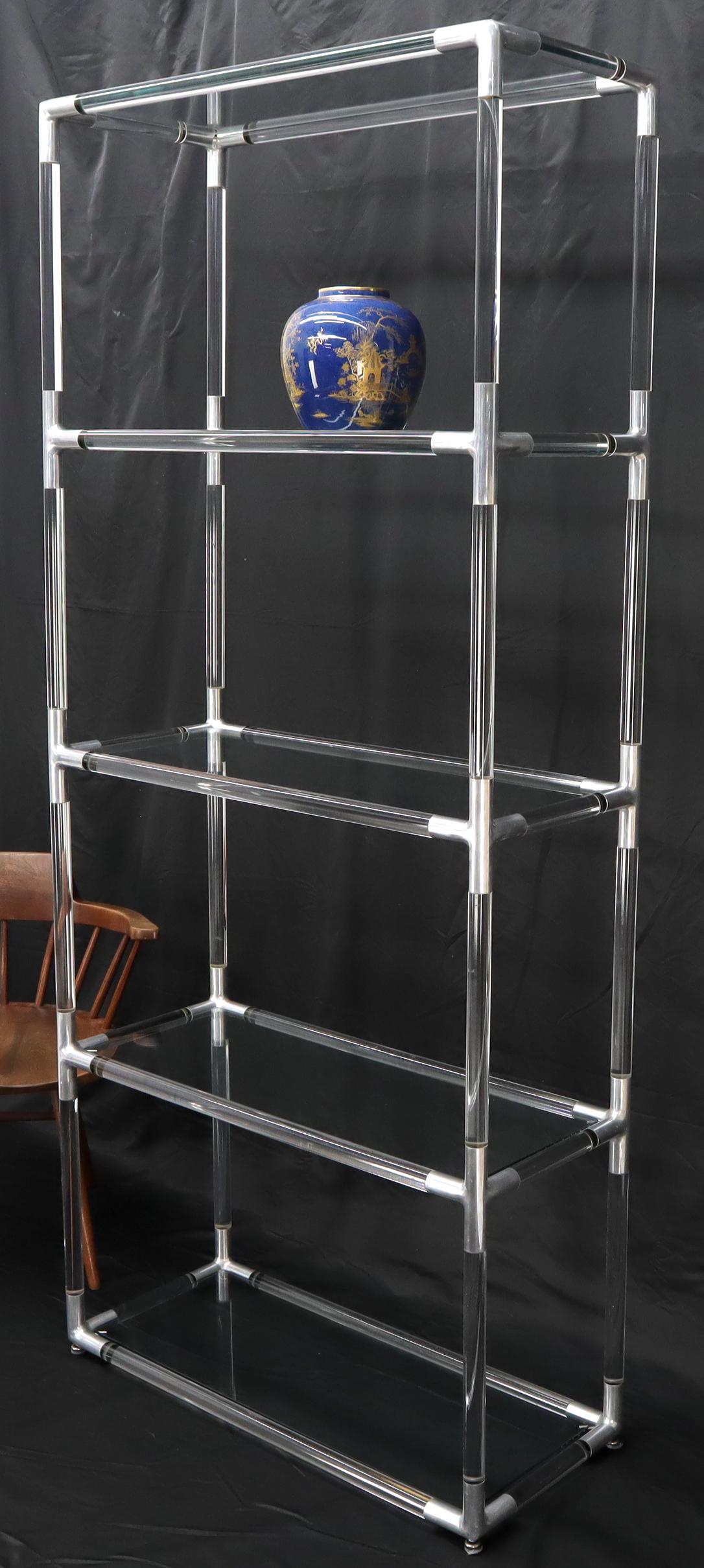 American 5-Tier Lucite and Glass Mid-Century Modern Étagère Shelf Wall Unit For Sale