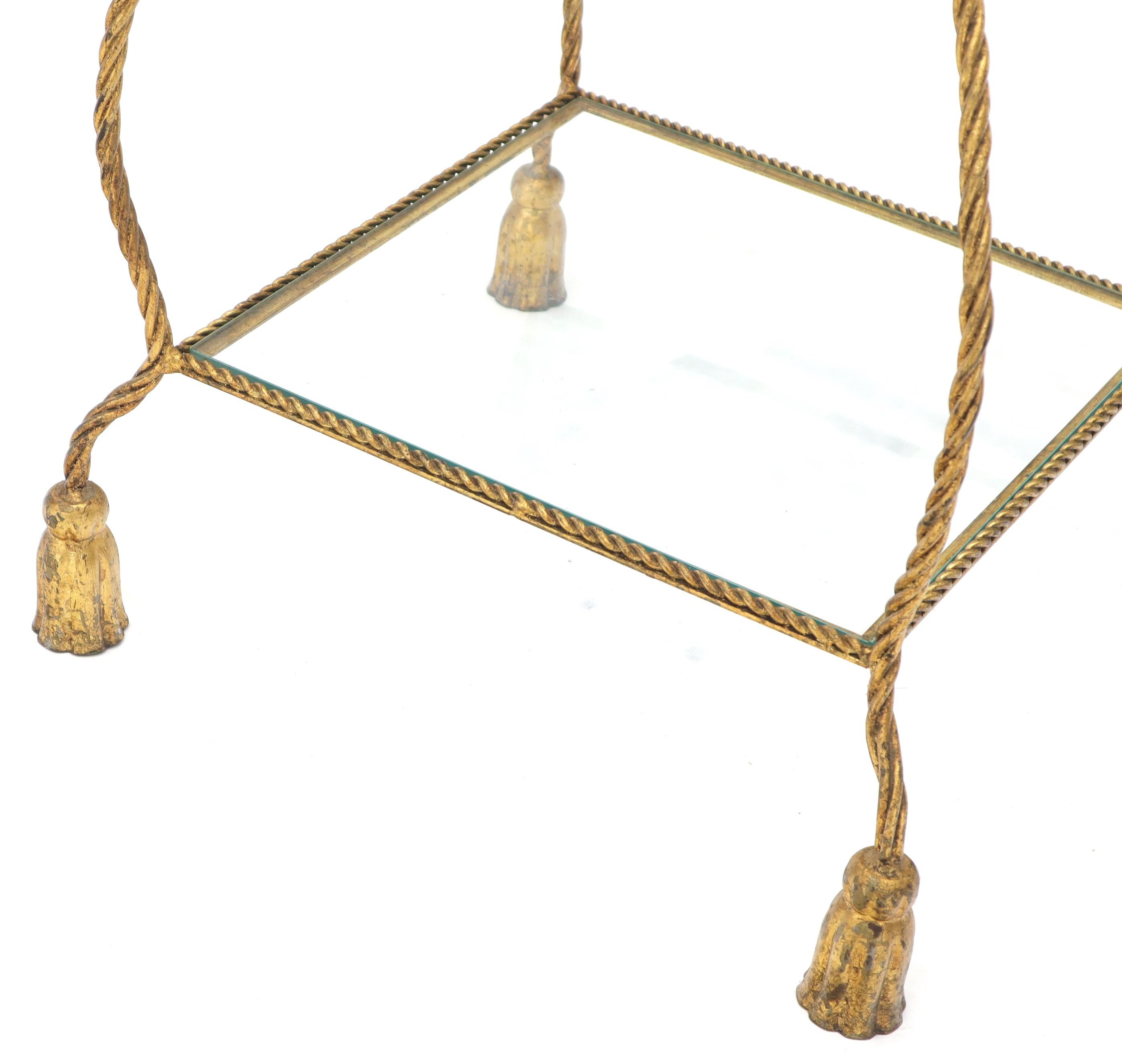 5-Tier Twisted Metal Gilt Rope Tassel Feet Pyramid Shape Étagère Display Shelf For Sale 1