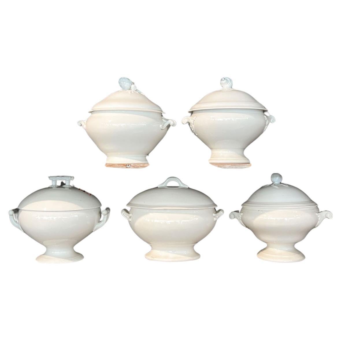 5 zuppiere con coperchio