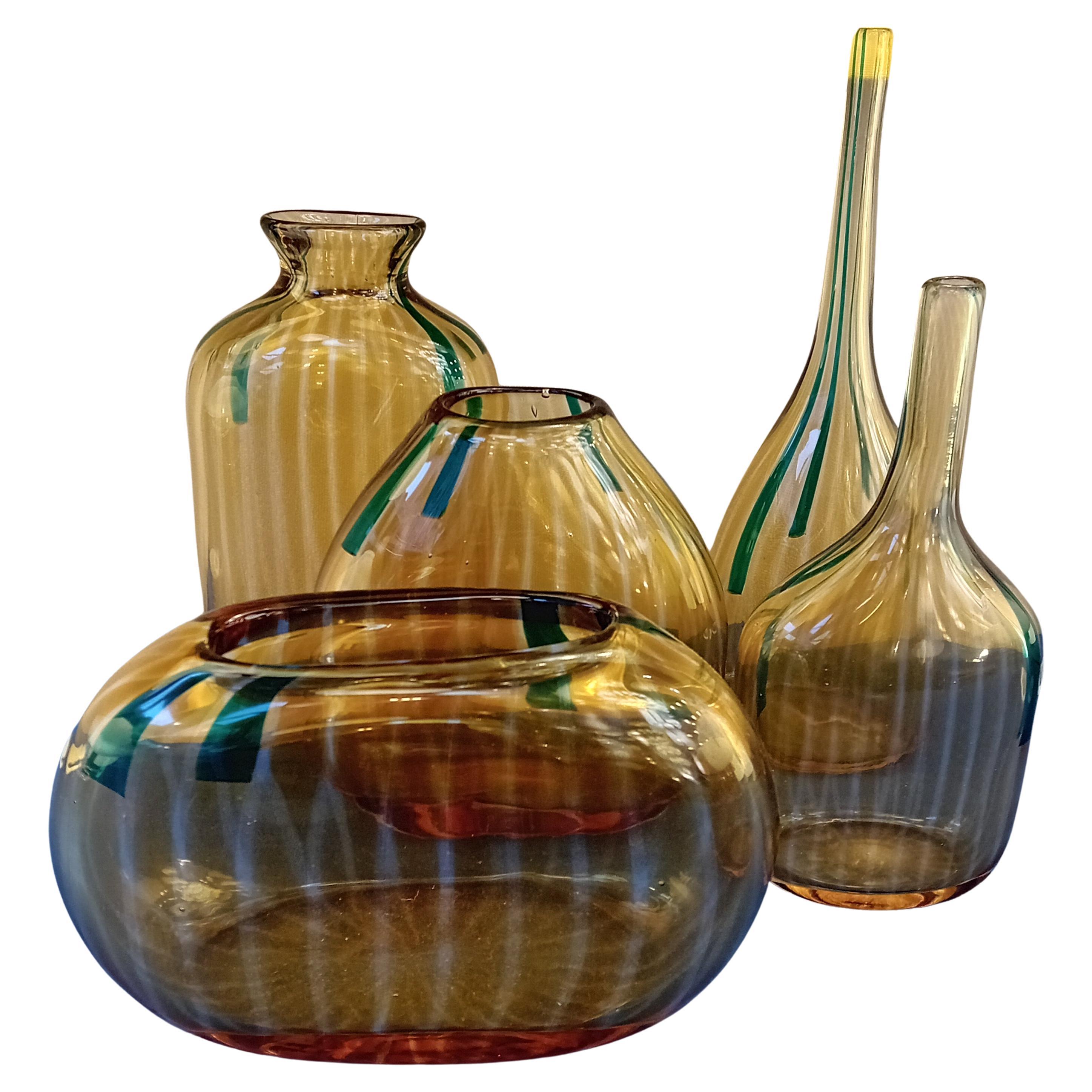 5 vases "Clio" by Sergio Asti for Salviati & C, 1963 For Sale
