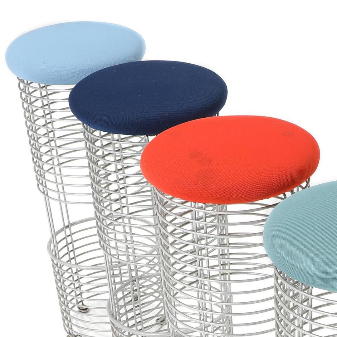 Danish 5 Verner Panton XDesign Bar Stools, Wire Body & Wool Seats in Various Colours For Sale