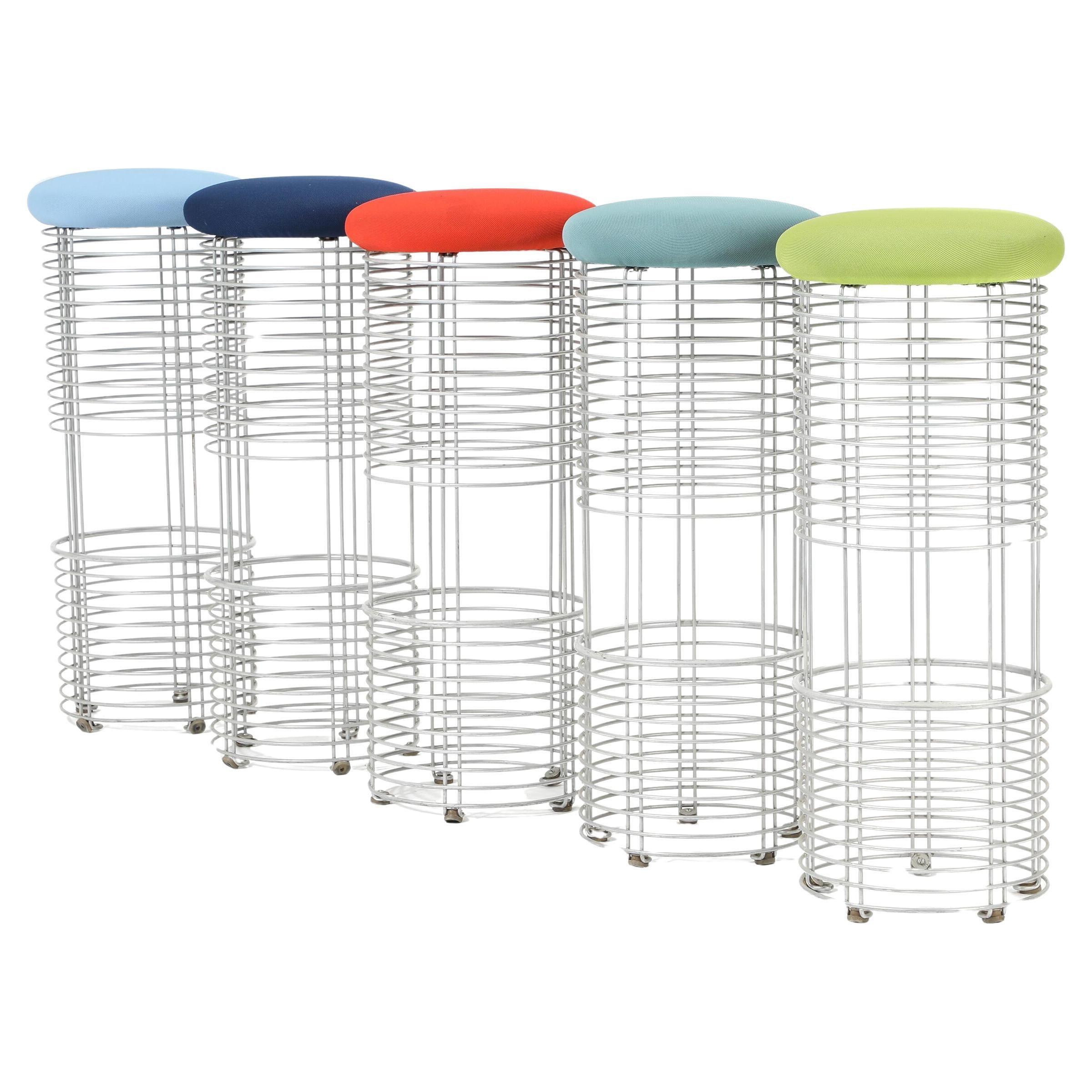 5 Verner Panton XDesign Bar Stools, Wire Body & Wool Seats in Various Colours