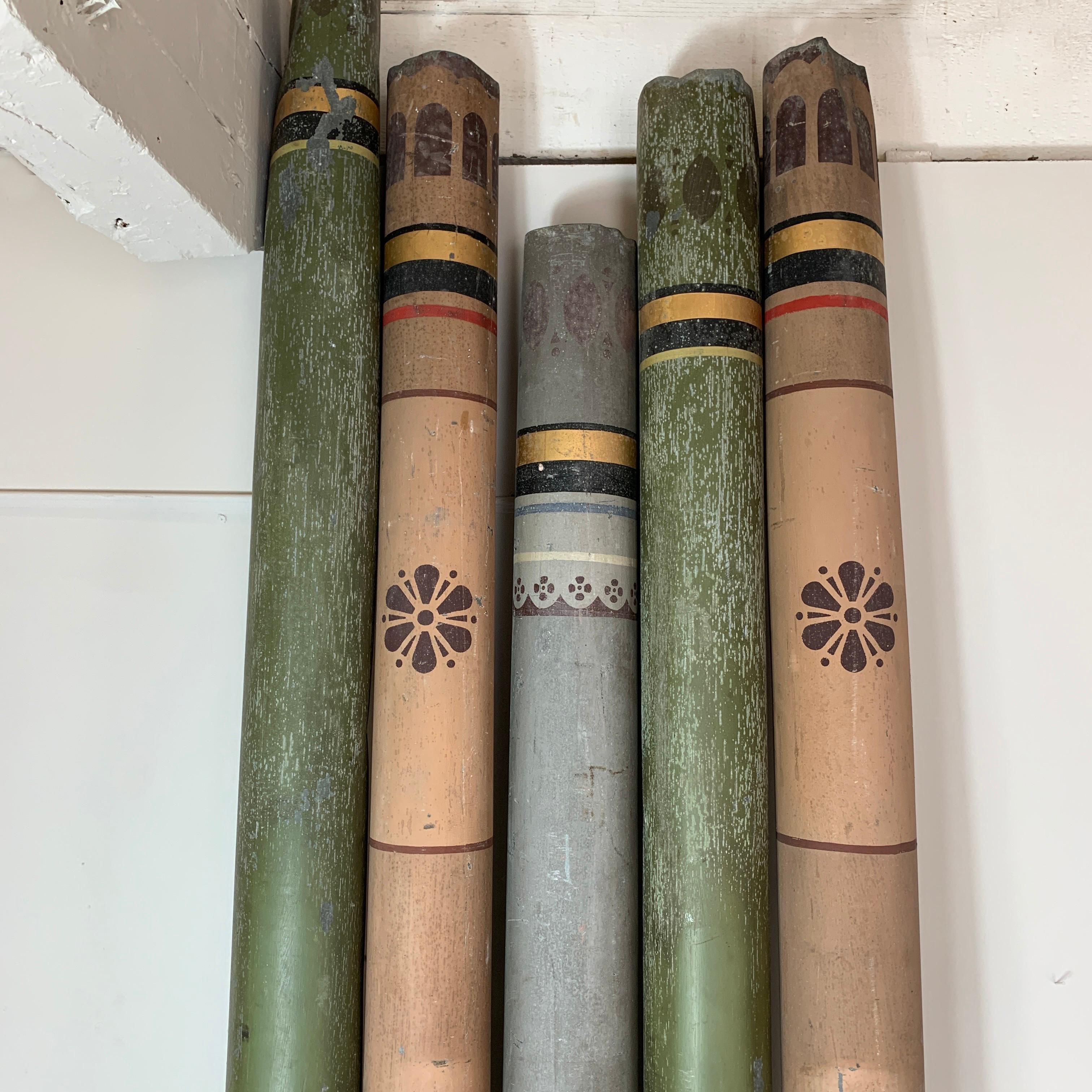 Mid-19th Century 5 Victorian Church Organ Pipes, circa 1860s