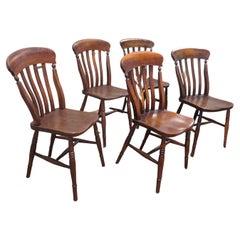 5 Victorian Slat Back Farmhouse Kitchen Chairs  A Good sturdy set