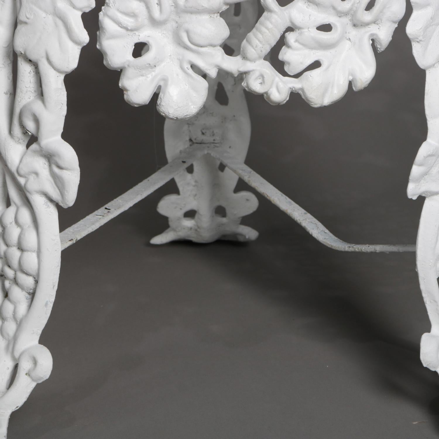 American 5 Victorian White Painted Cast Iron Grape and Leaf Garden Chairs, 20th Century