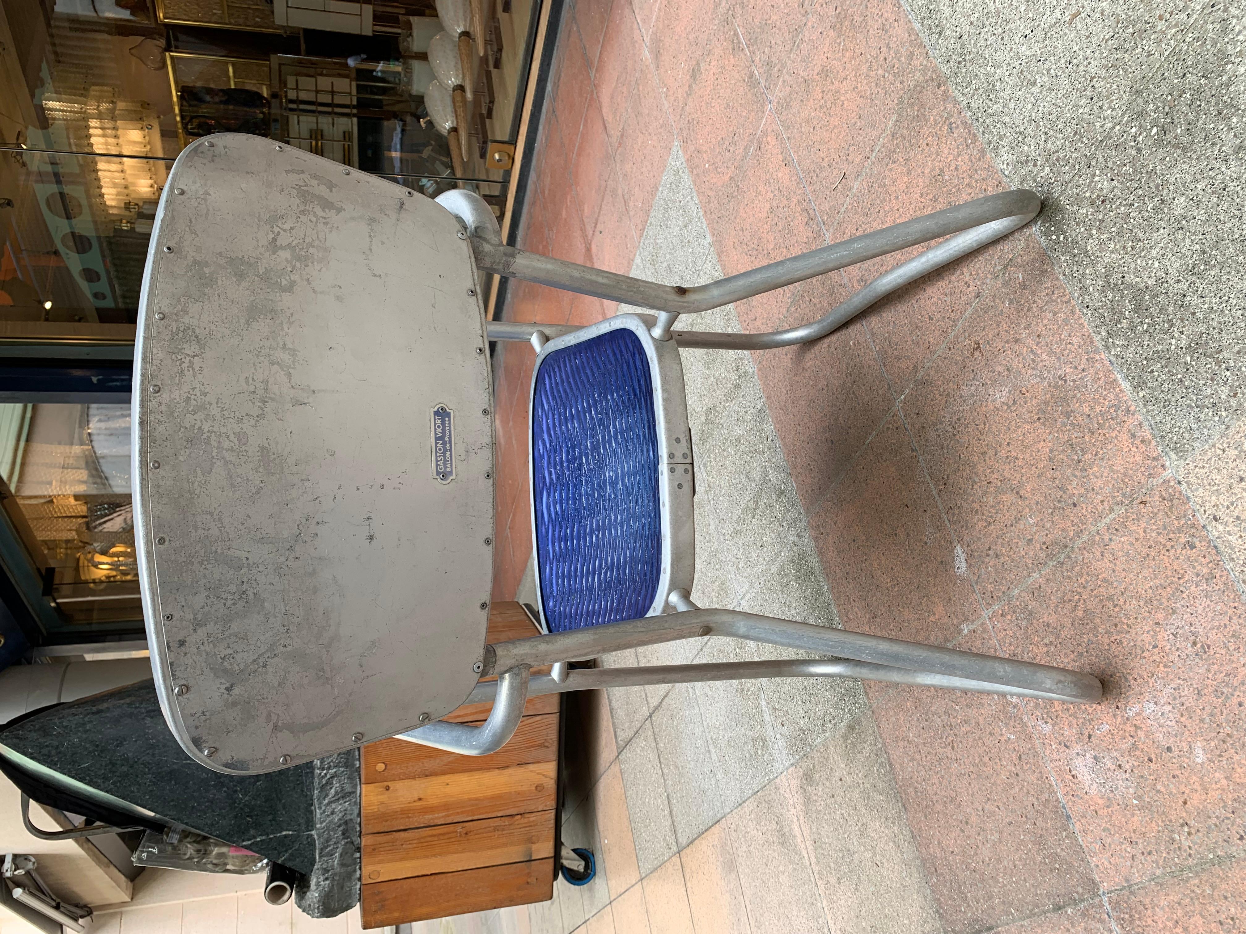 5 Vintage Aluminum Armchairs, Gaston Viort In Fair Condition For Sale In Saint Ouen, FR