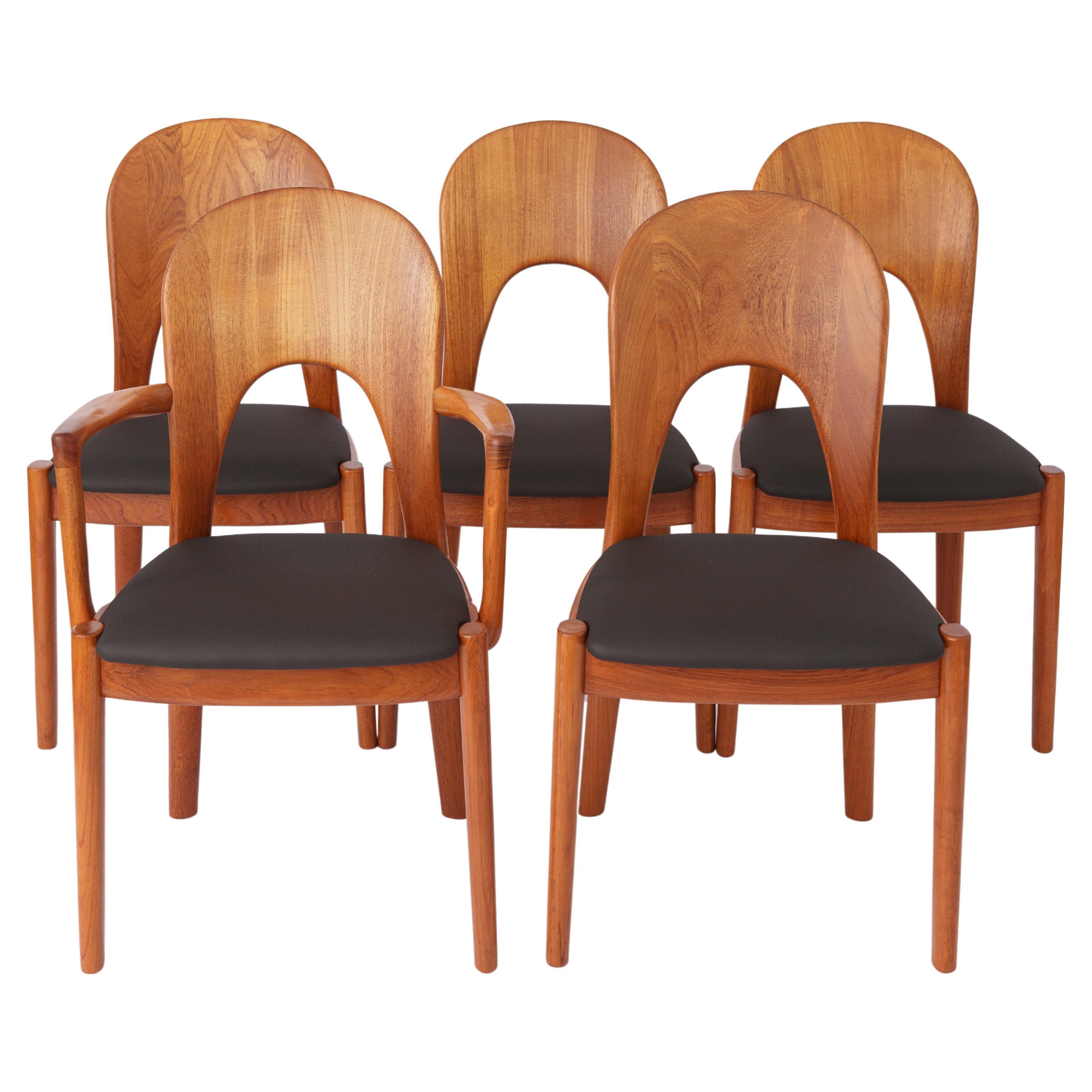 5 Vintage-Stühle von Niels Koefoed aus dänischem Teakholz, 1960er Jahre