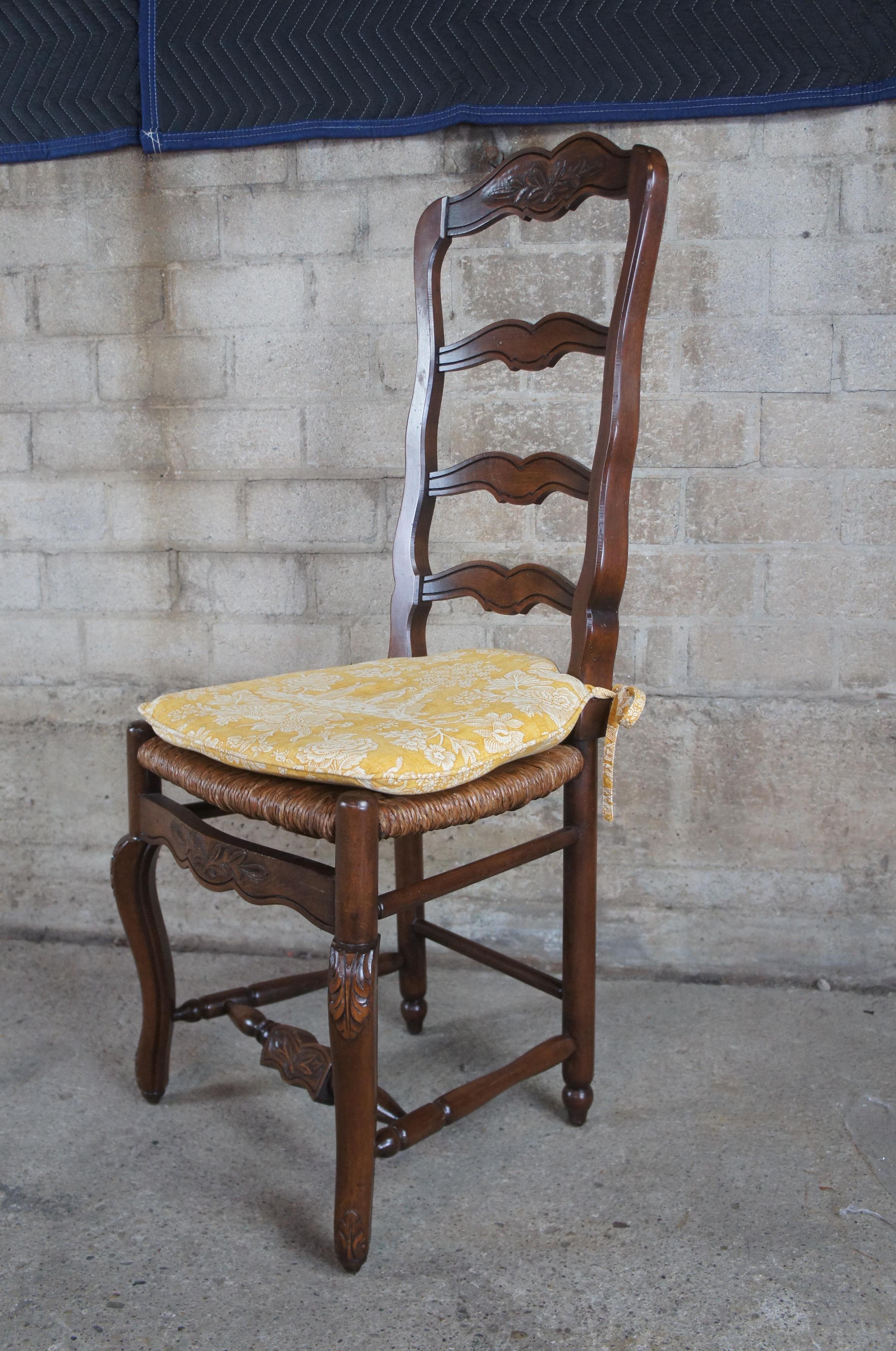 5 Vintage Country French Ladderback Dining Chairs Rush Seat Farmhouse Provincial 3