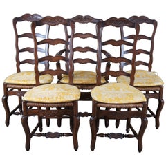 5 Retro Country French Ladderback Dining Chairs Rush Seat Farmhouse Provincial