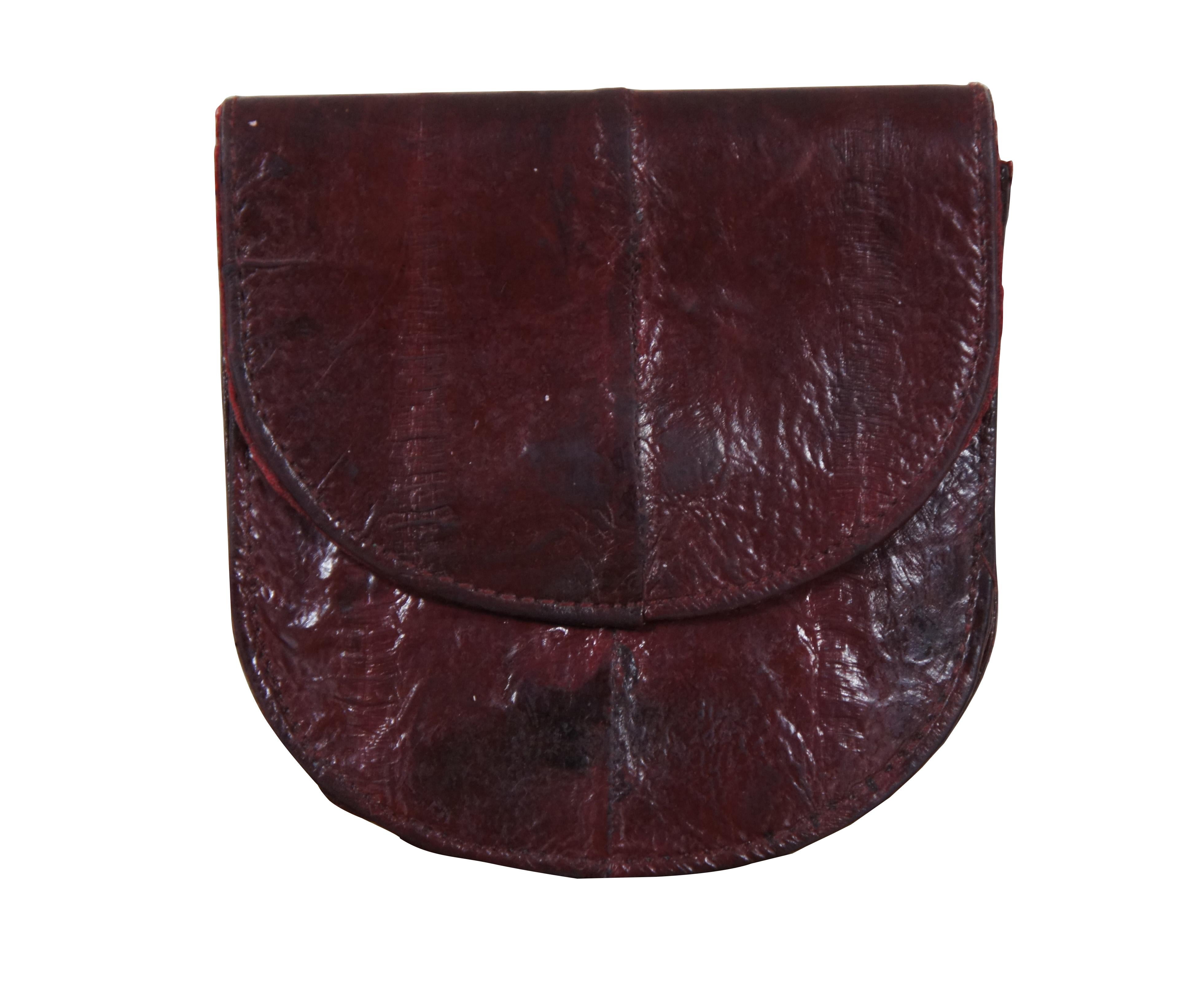 Mid-Century Modern 5 Vintage Eel Skin Soft Leather Clutch Coin Purses Billfold Wallet Pouch Bag For Sale
