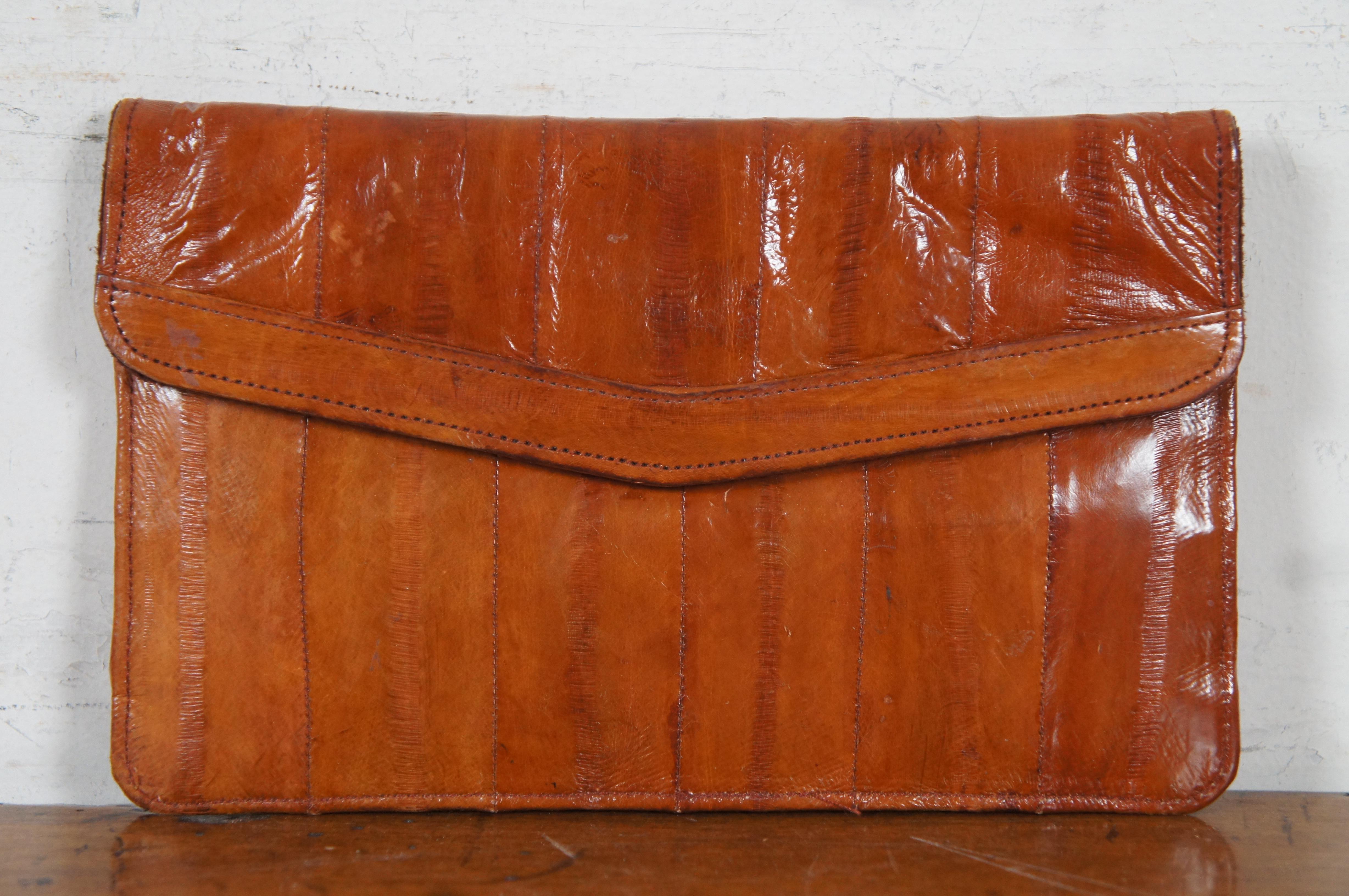 5 Vintage Eel Skin Soft Leather Clutch Coin Purses Billfold Wallet Pouch Bag In Good Condition For Sale In Dayton, OH