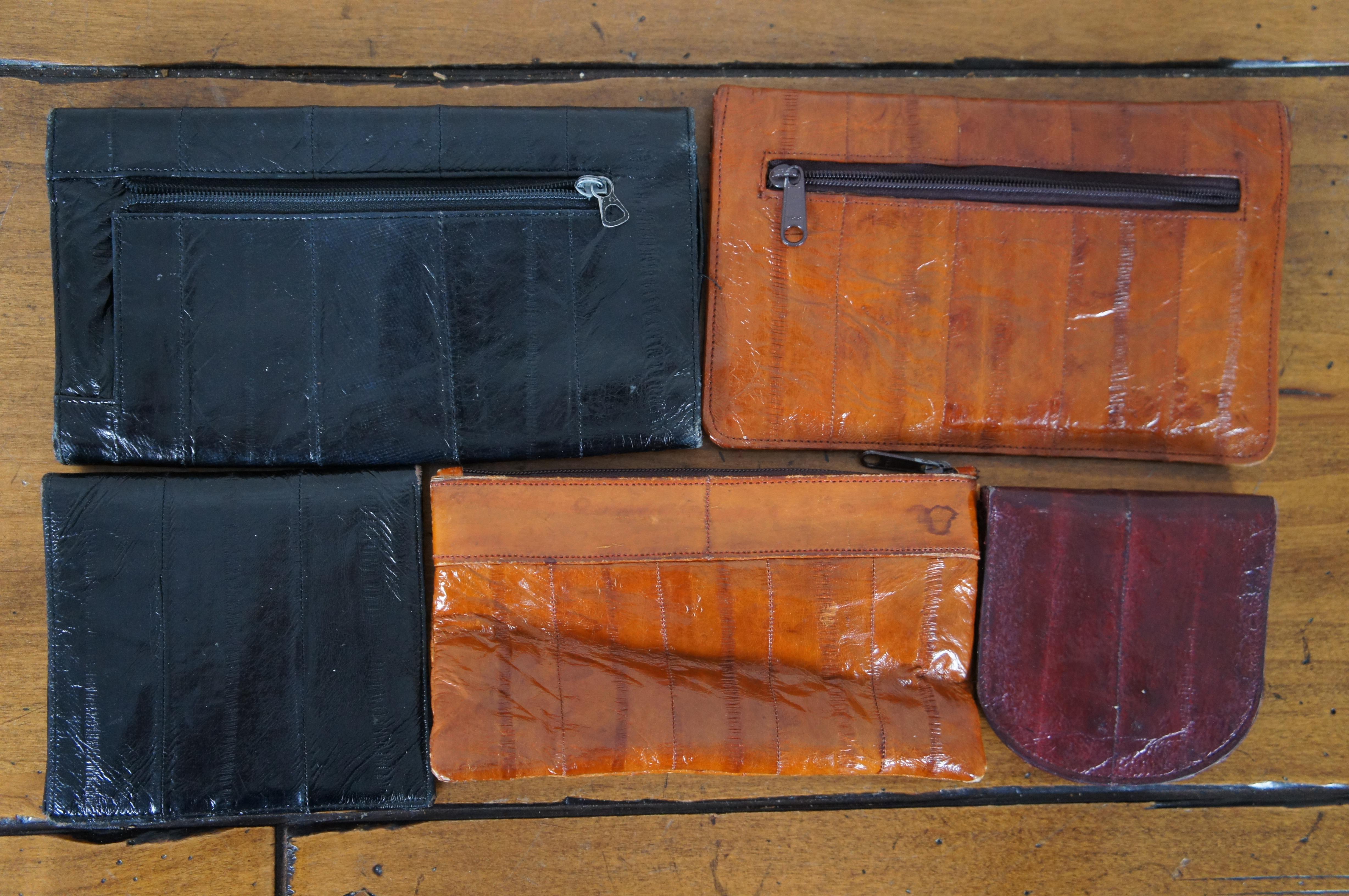 5 Vintage Eel Skin Soft Leather Clutch Coin Purses Billfold Wallet Pouch Bag For Sale 2