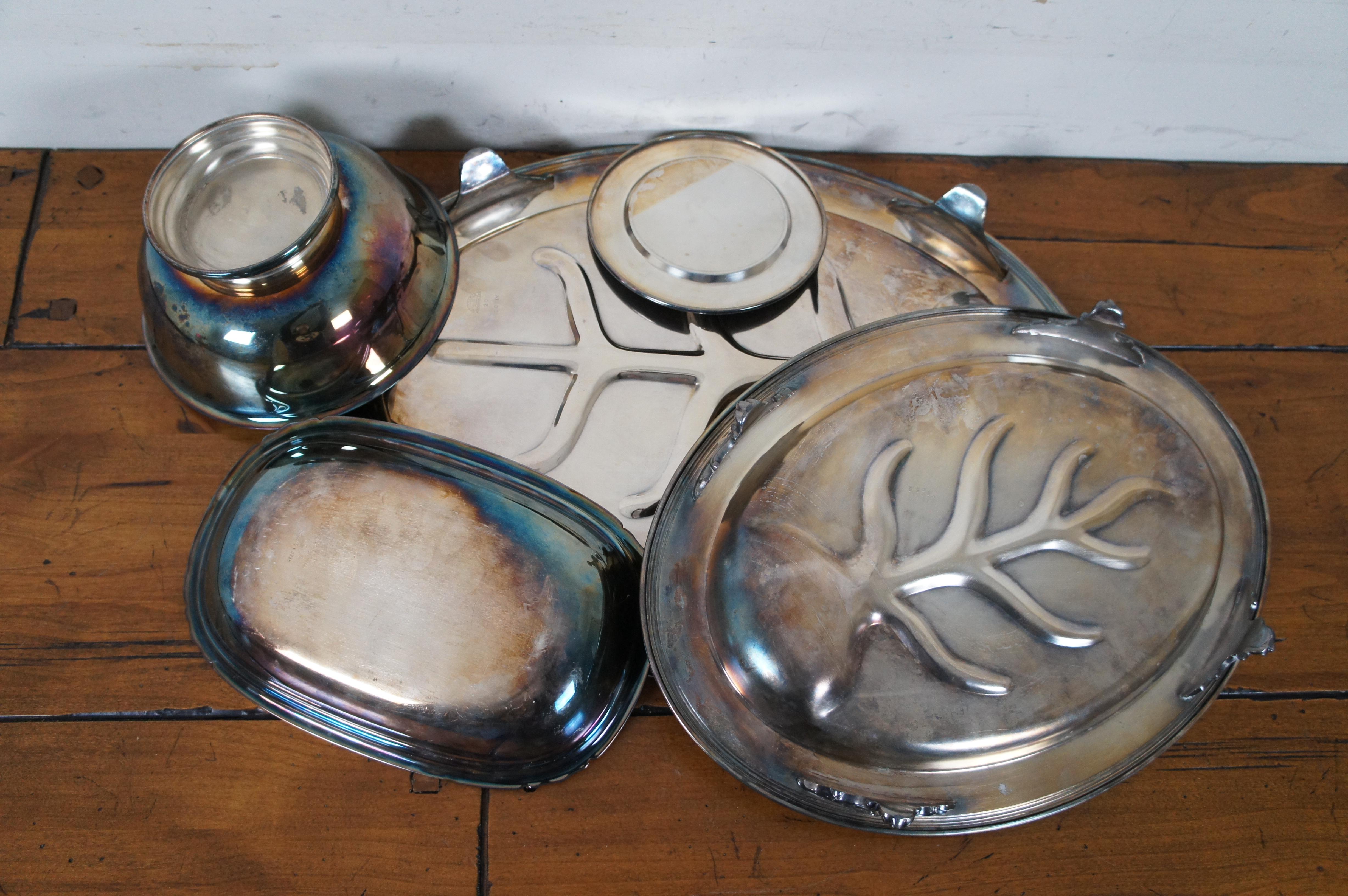 5 Vintage Silver Plate Serving Meat Trays Platters Bowl Dish Bergdorf Goodman 4