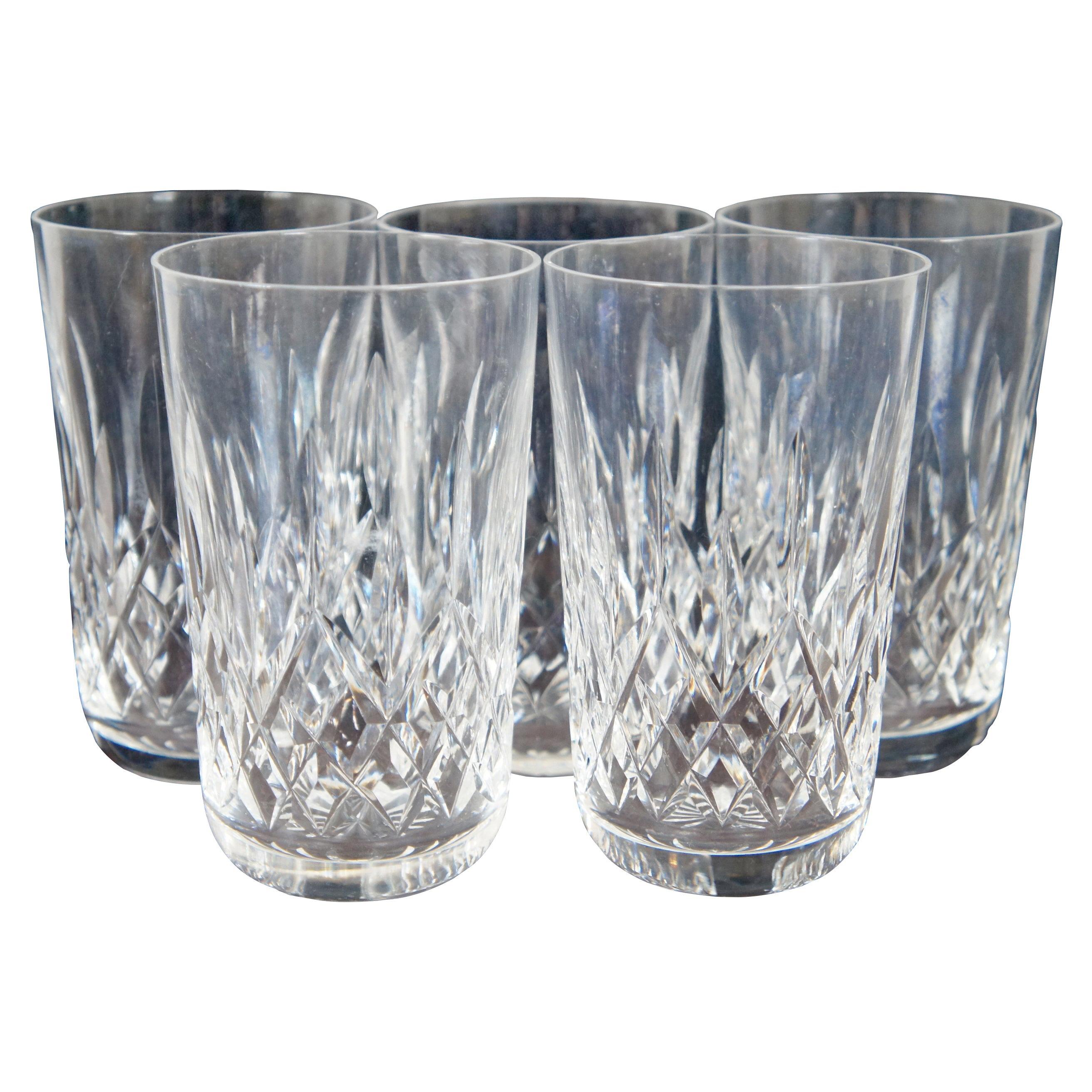 5 Vintage Waterford Crystal Lismore Tumblers High Ball Water Juice Glasses 12 Oz