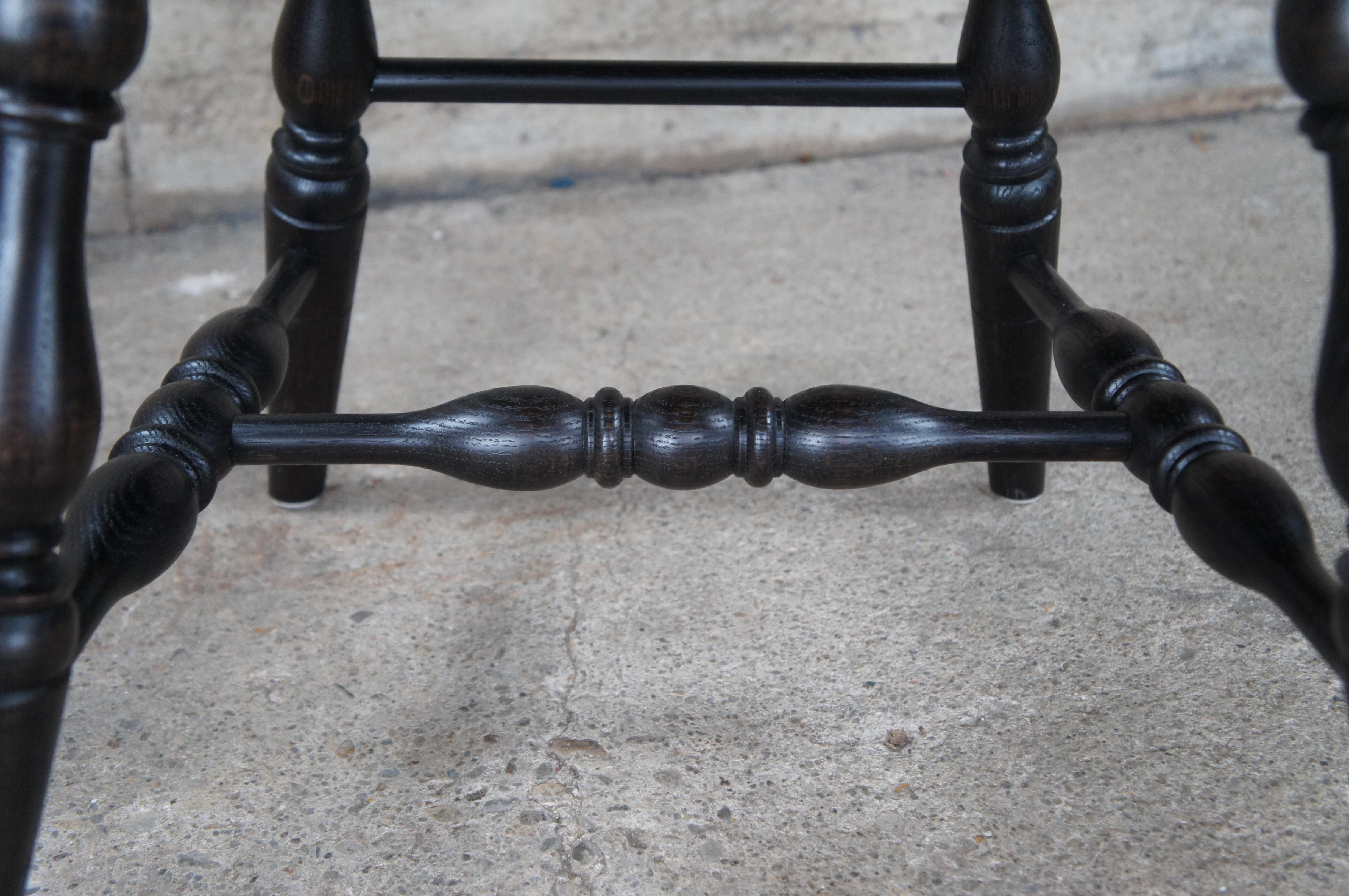 5 Vintage Windsor Country Farmhouse Black Oak Bentwood Slat Dining Chairs For Sale 8