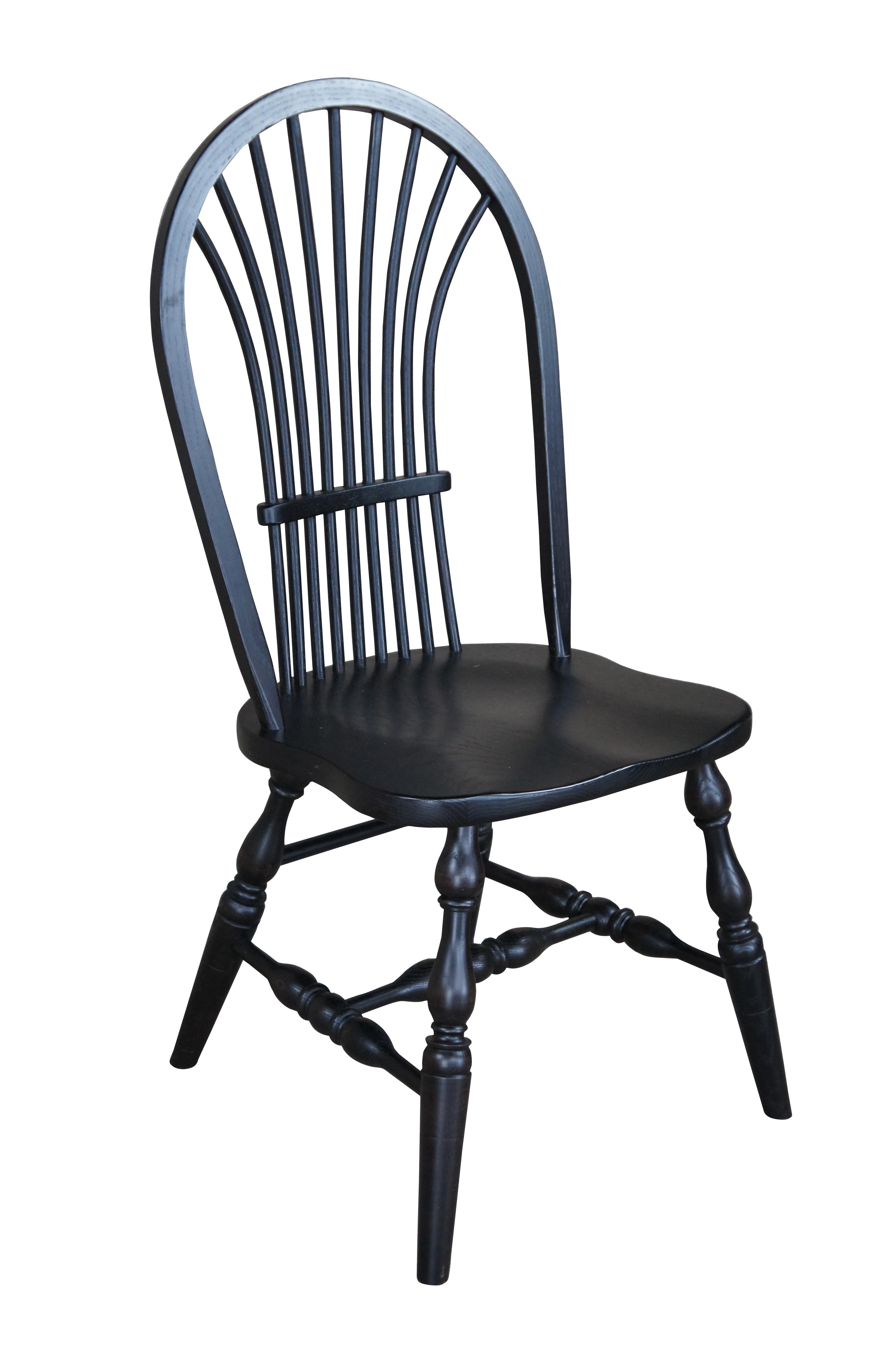 5 Vintage Windsor Country Farmhouse Black Oak Bentwood Slat Dining Chairs In Good Condition For Sale In Dayton, OH