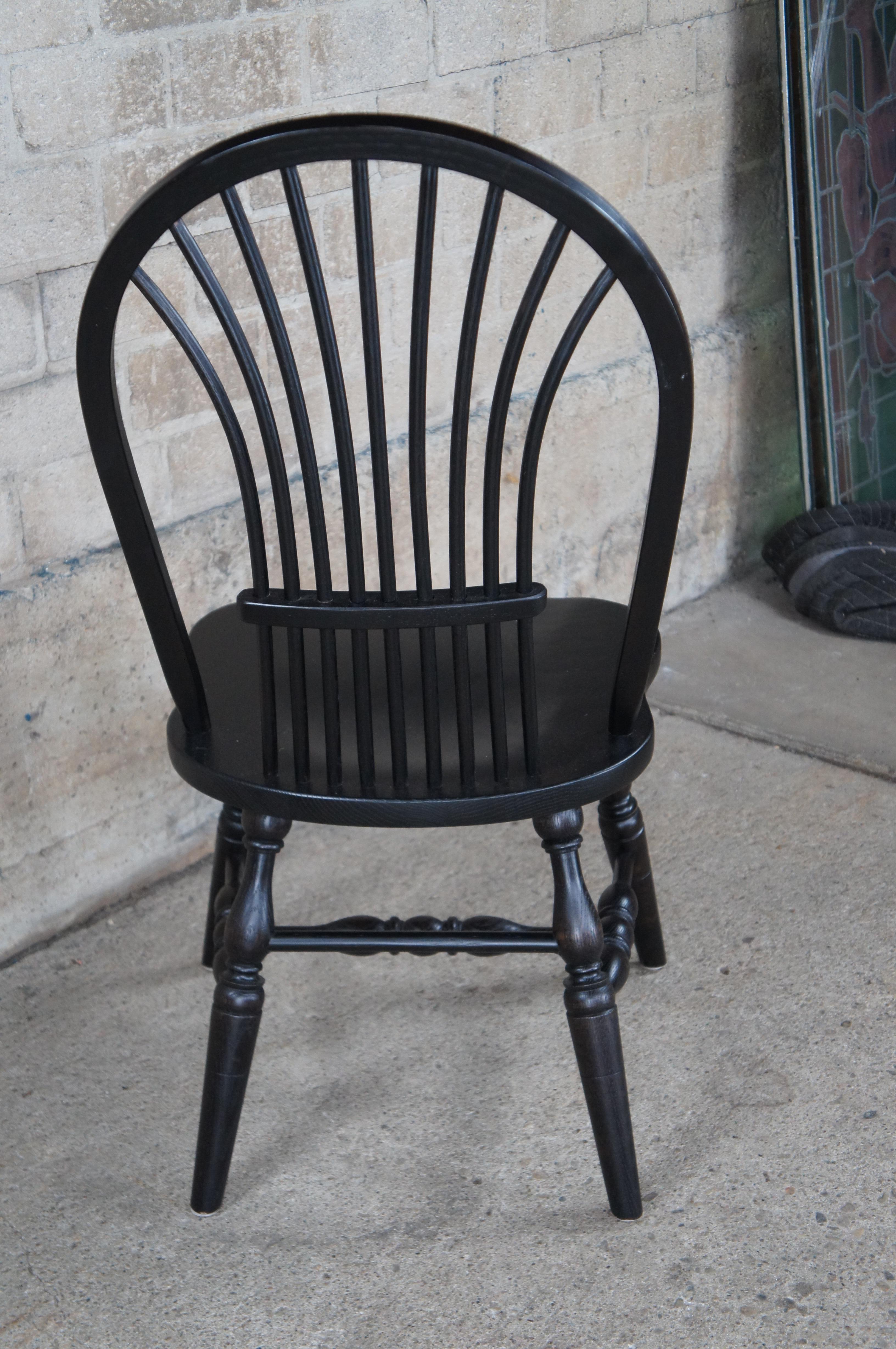 5 Vintage Windsor Country Farmhouse Black Oak Bentwood Slat Dining Chairs For Sale 1