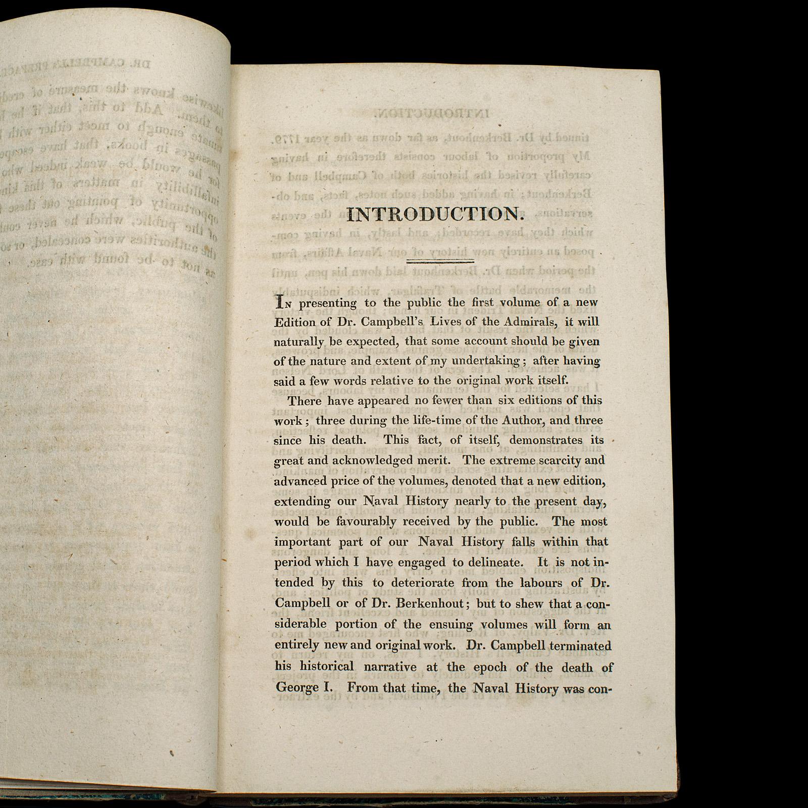 5 Vols, Antique Books, Lives of the British Admirals, anglais, géorgien, 1817 en vente 2
