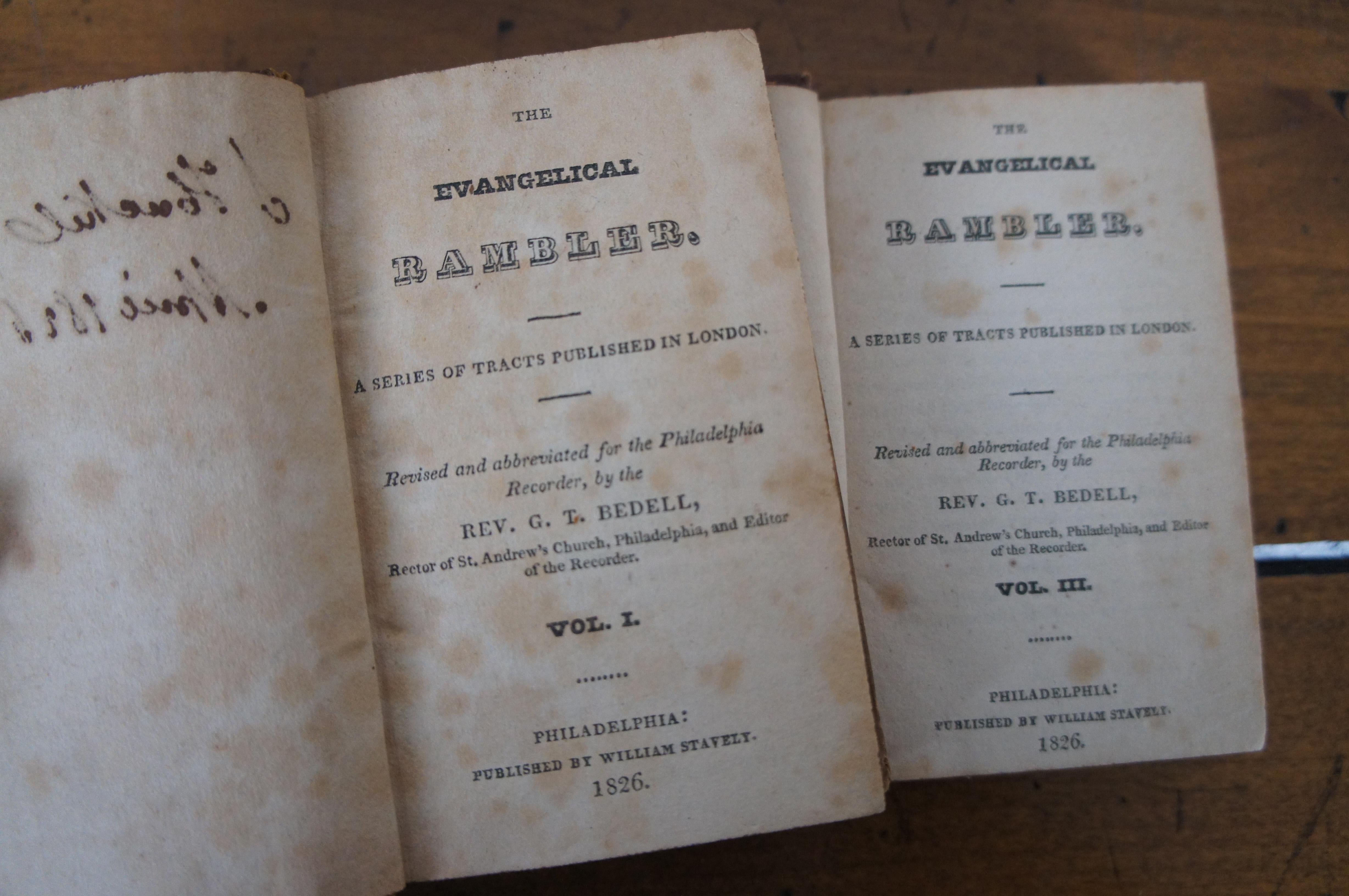5 Volume Book Set Antique Evangelical Rambler 1826 & Sequel 1827 Bedell 4