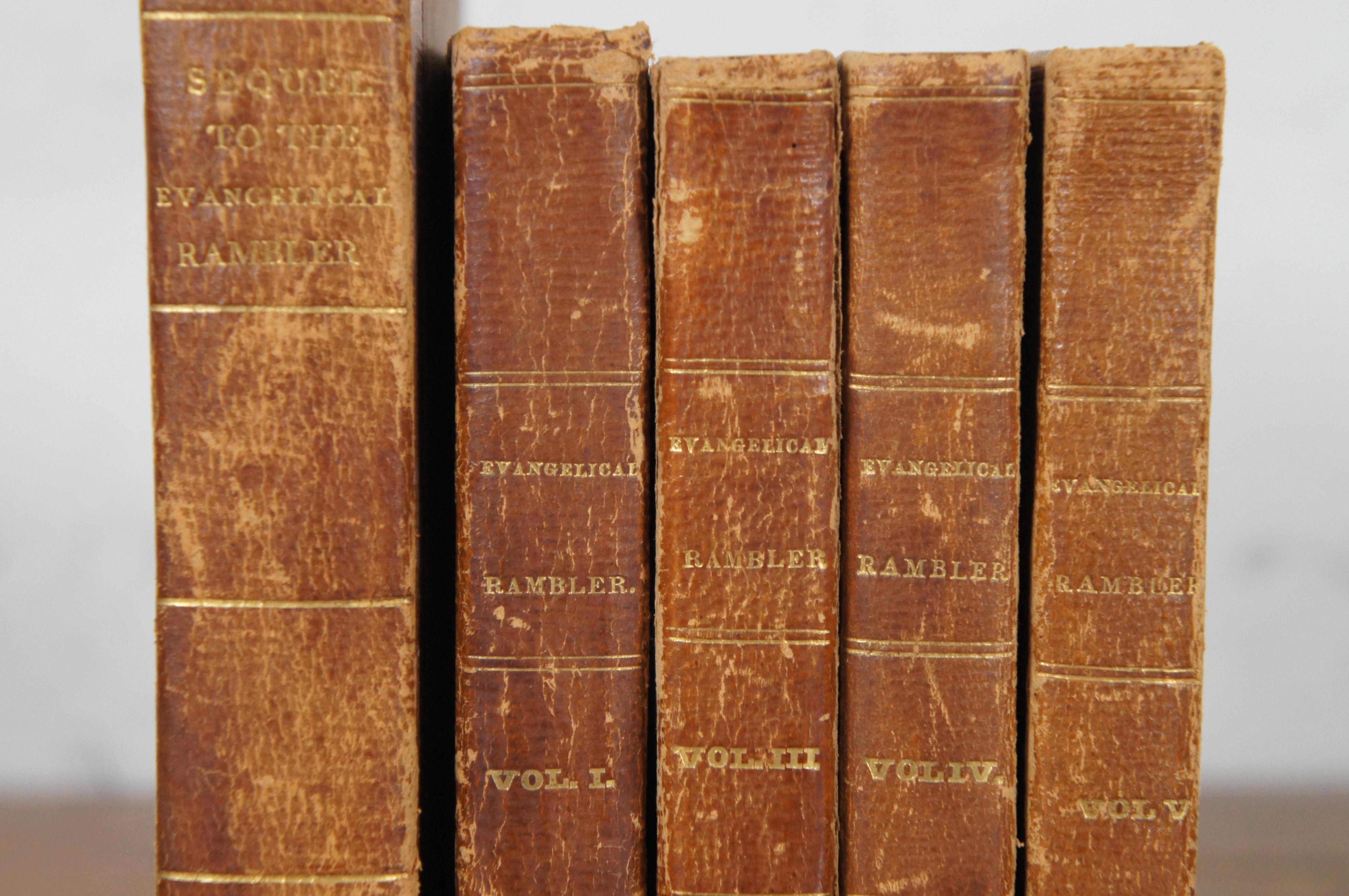 5 Volume Book Set Antique Evangelical Rambler 1826 & Sequel 1827 Bedell In Good Condition In Dayton, OH