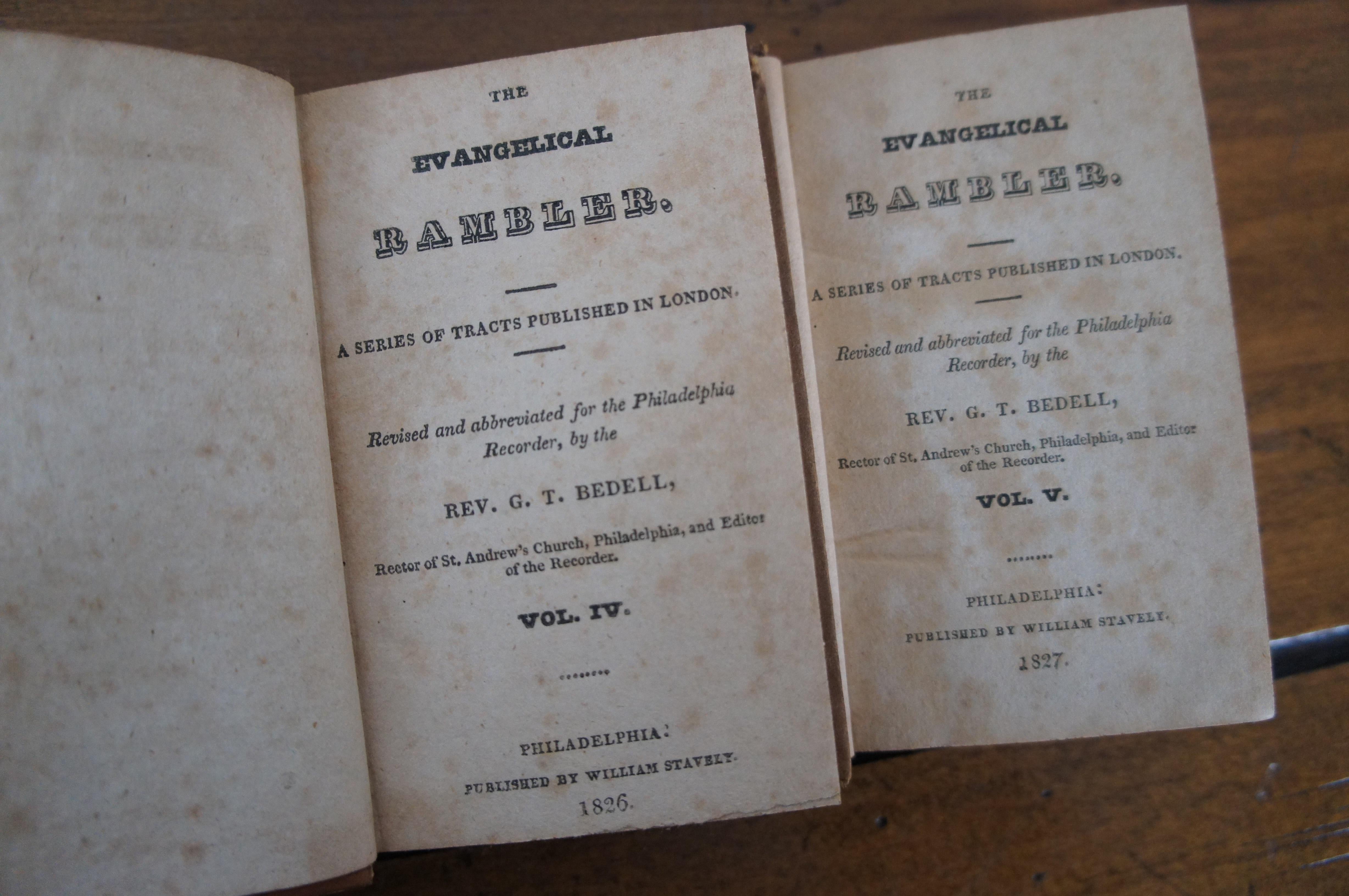 5 Volume Book Set Antique Evangelical Rambler 1826 & Sequel 1827 Bedell 3