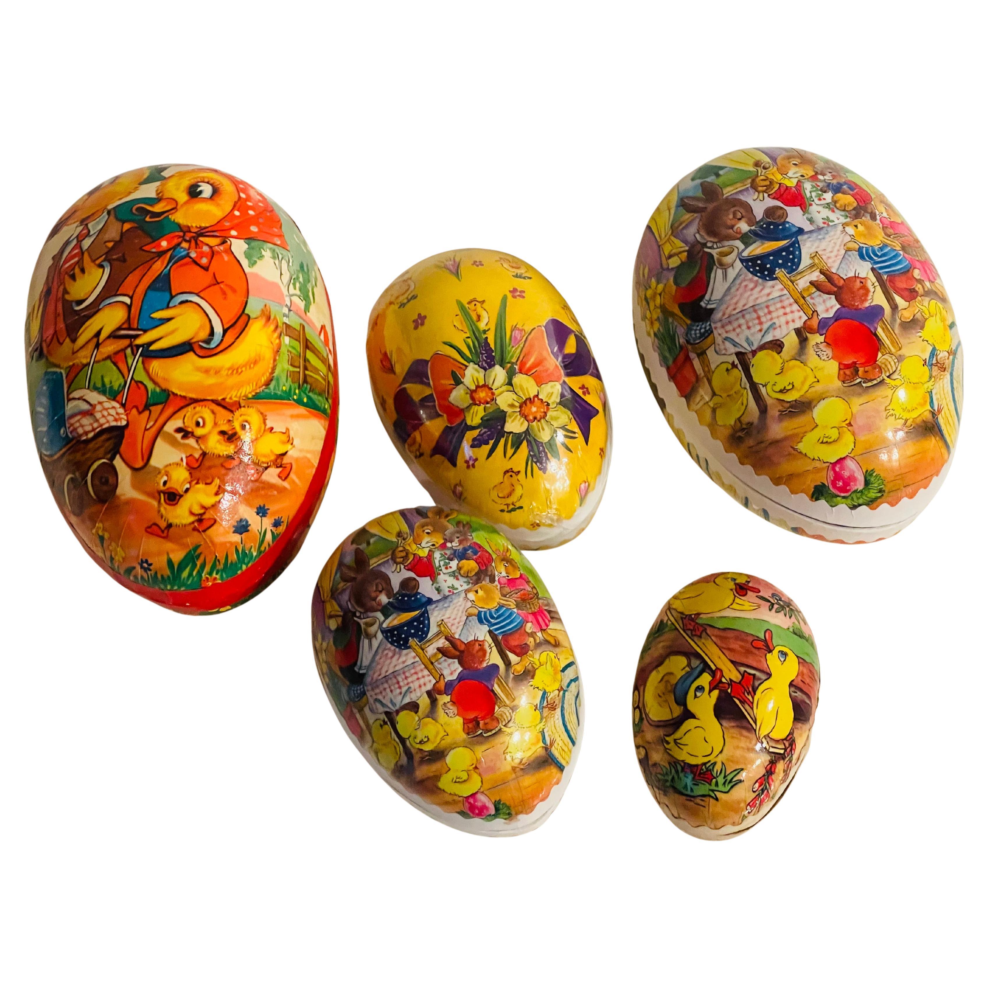 5 West Germany Easter Eggs Paper Mache im Angebot