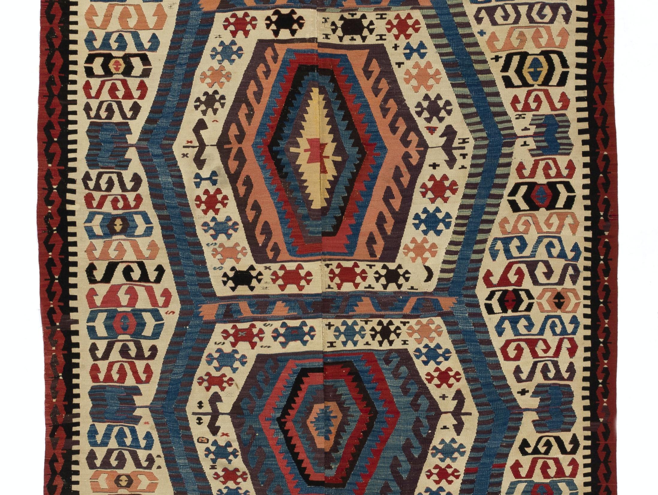 5' x 12'3'' Antiker osmanischer Kelim aus Aydın, um 1800 (Türkisch) im Angebot