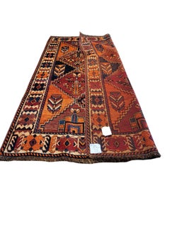 5' x 7' Antique Persian Lori- Geometric All-Over Design - Orange, Rust, Navy
