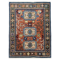 5 x 7 Hand-Knotted Wool Area Russian Carpet Old Kazak Rug