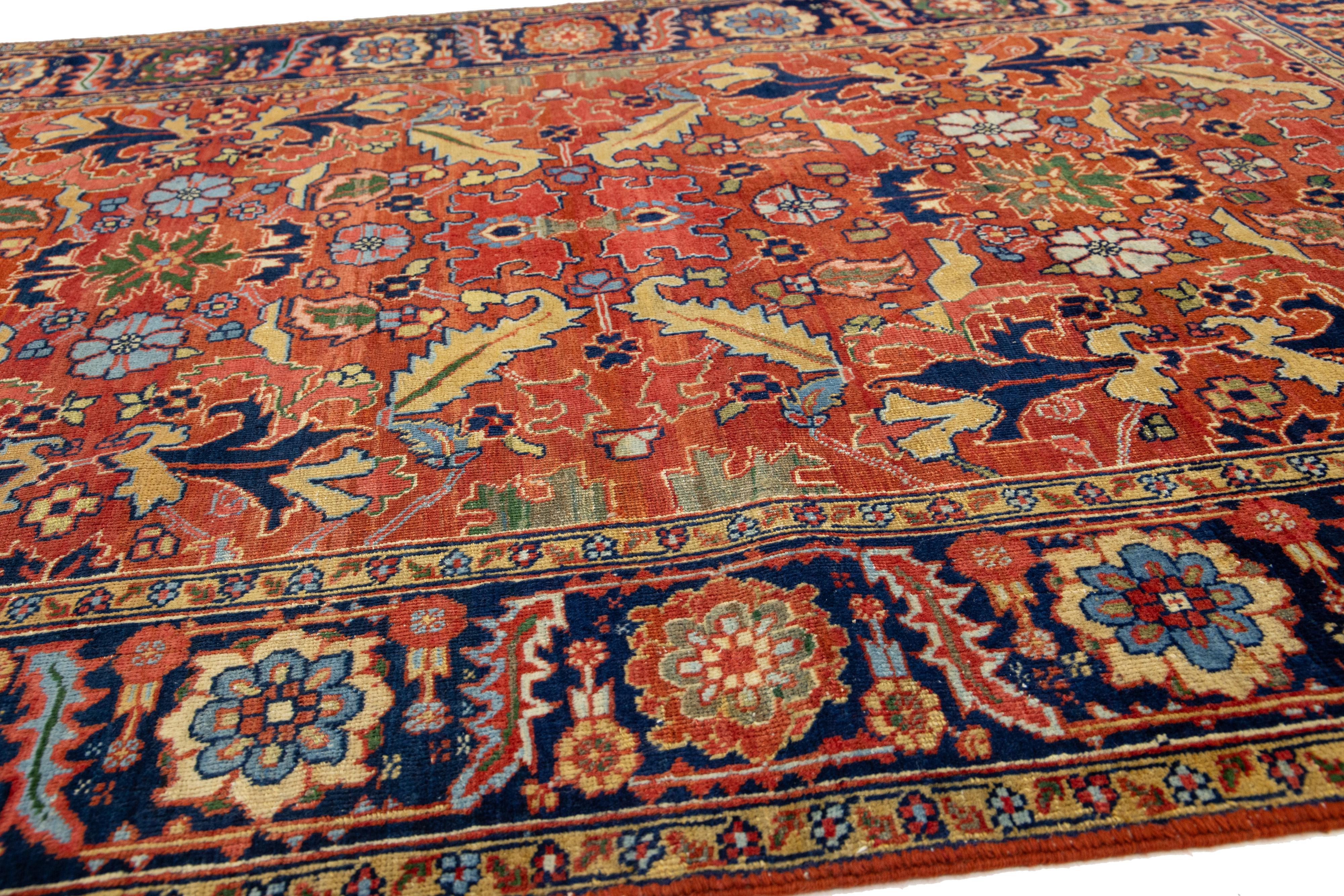 Noué à la main 5 x 8 Antiquities Persian Heriz Wool Rug Handmade In Rust Color With Allover Design en vente