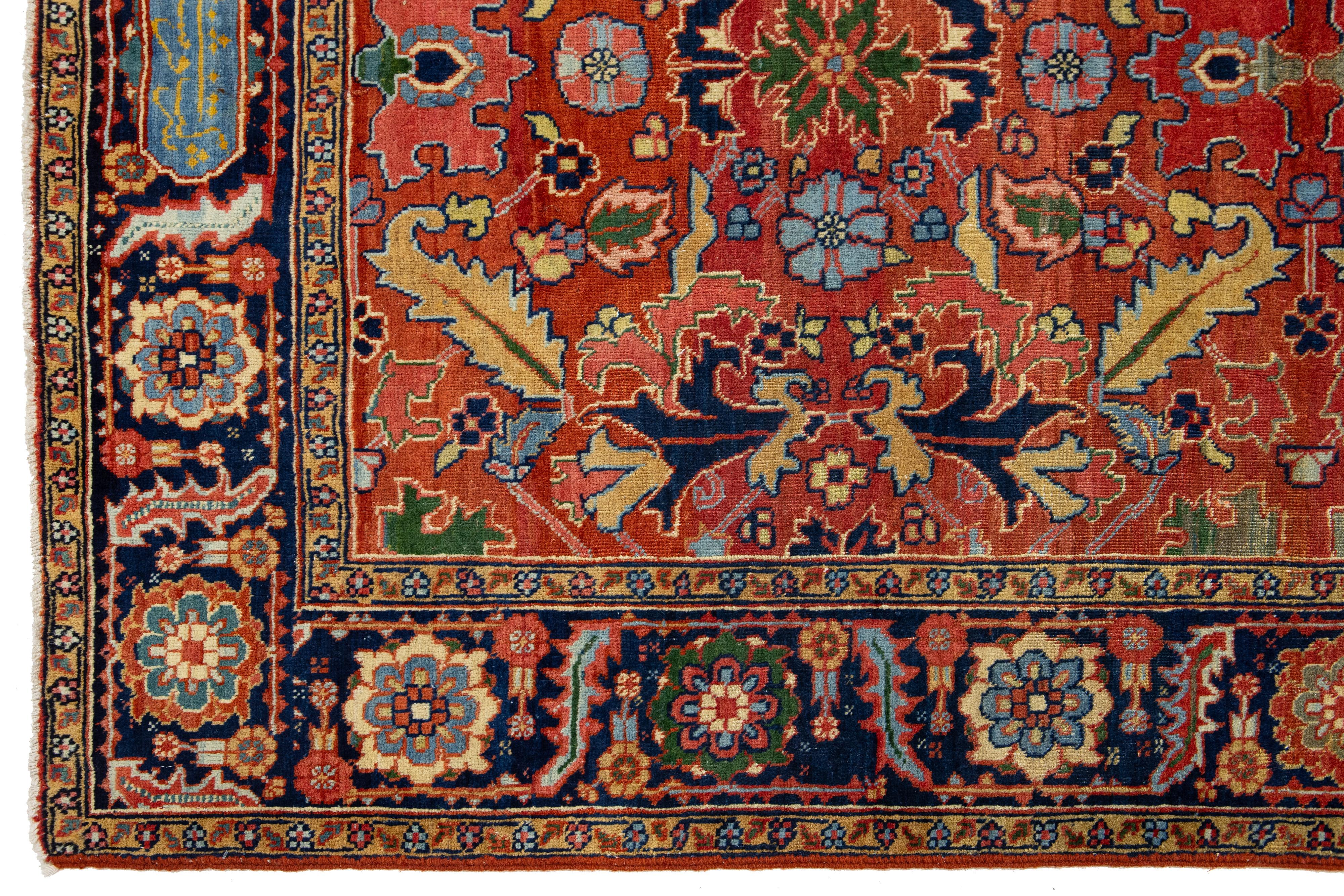 20ième siècle 5 x 8 Antiquities Persian Heriz Wool Rug Handmade In Rust Color With Allover Design en vente