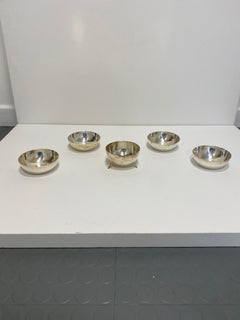 5 x Asprey Attributed Silver Plated Bowls 1980s Serving Art Deco Caviar Dining